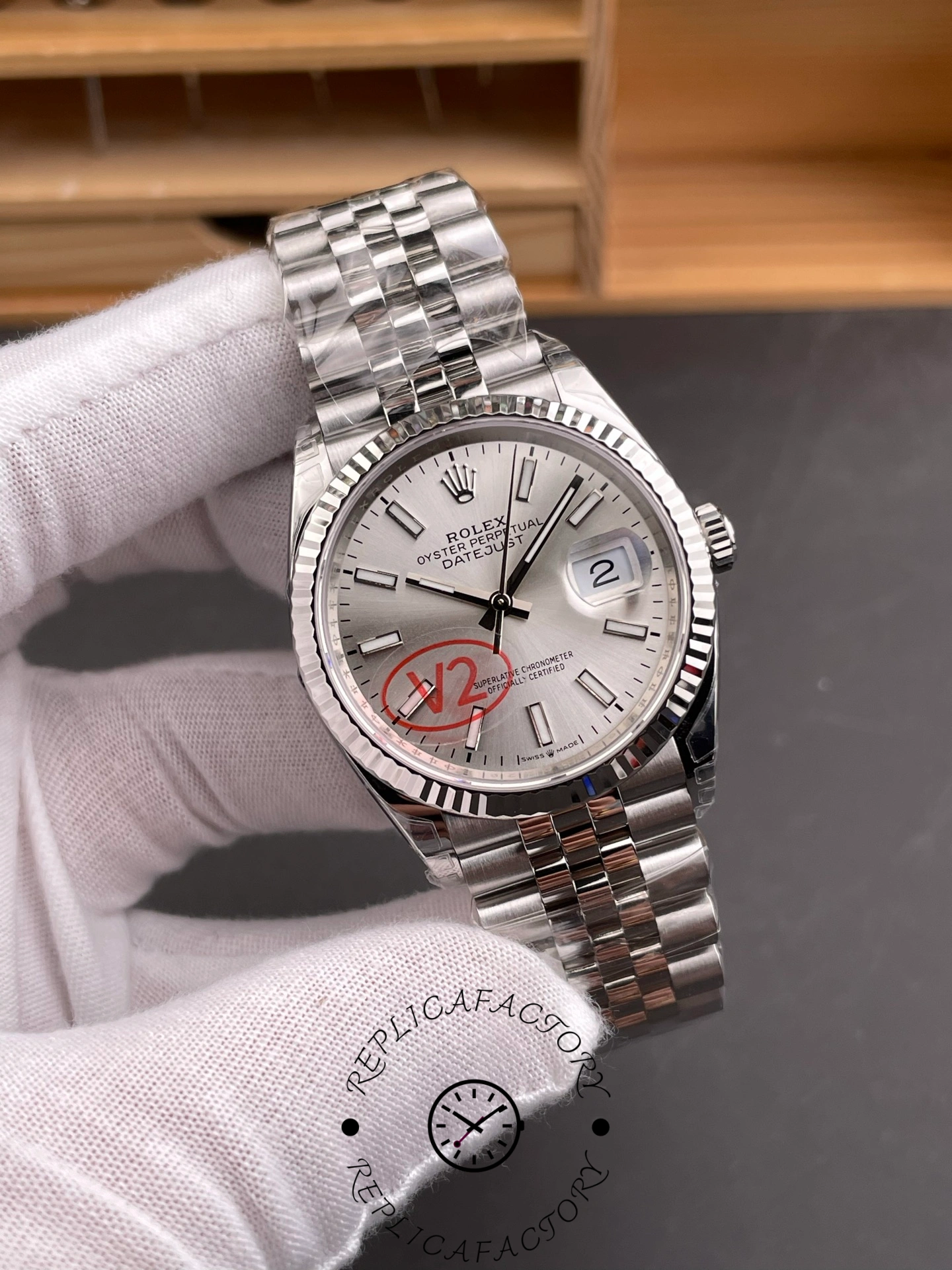 Rolex Datejust 126234 Fluted Bezel Silver Index Dial 36MM Unisex Replica Watch