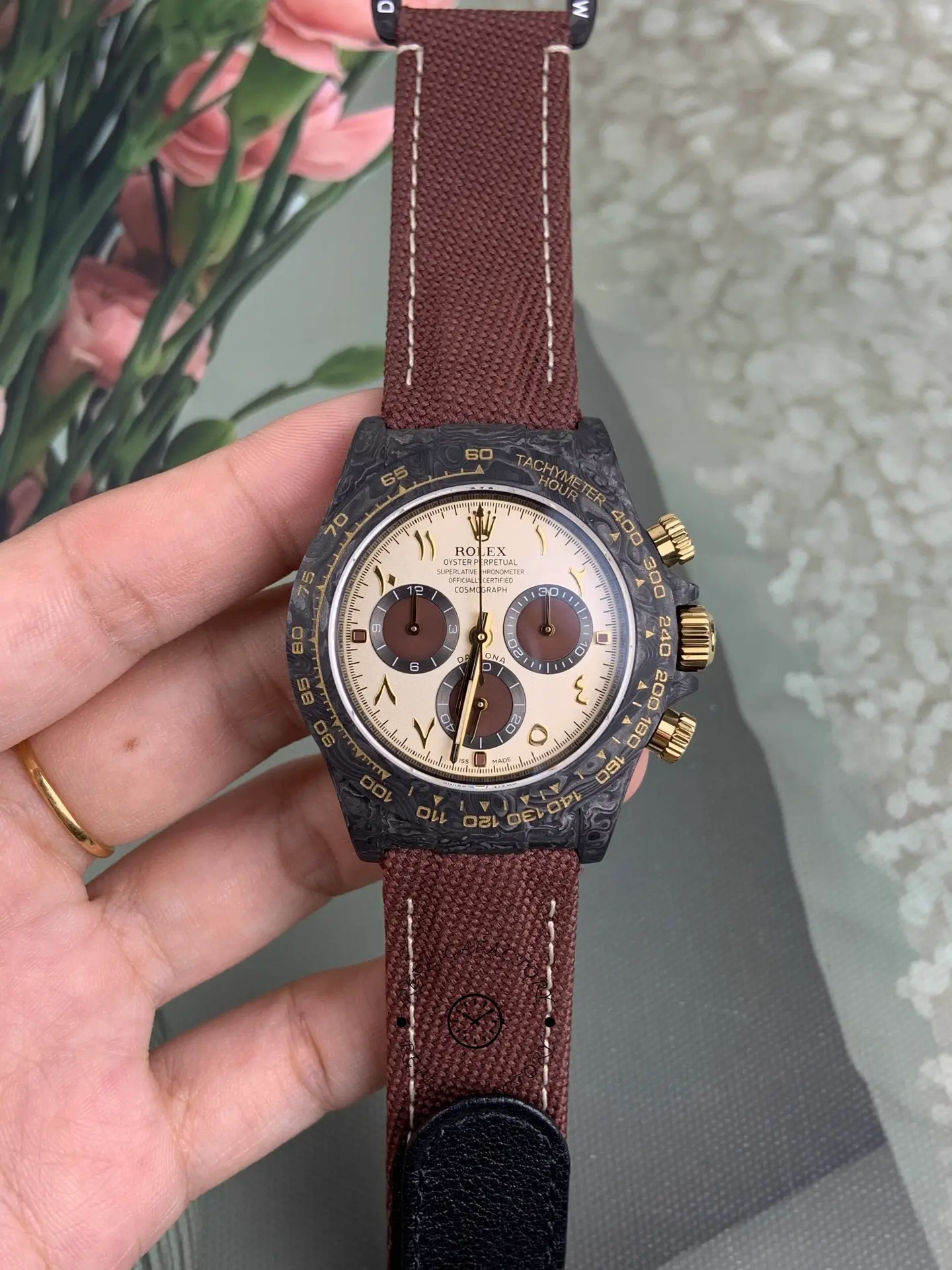 Rolex Daytona DIW Desert Eagle Arabic Carbon Fiber Customised Cream Dial 40 mm