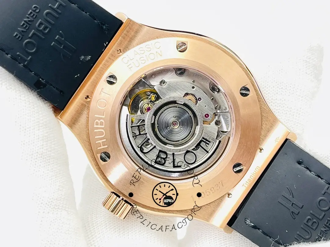 Hublot Classic Fusion 542.OX.1181.LR.1704 exhibition caseback, rotor and movement finishing.