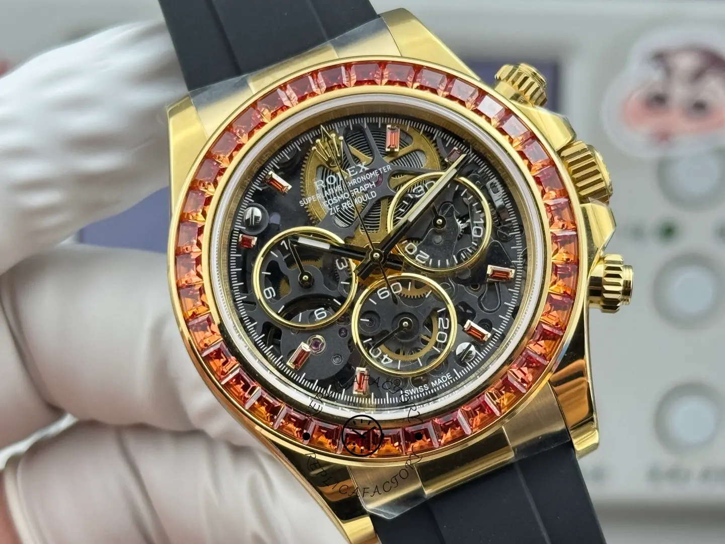 1:1 Clone Rolex Daytona Cosmograph Sapphire Bezel 116588SACO Skeleton Dial