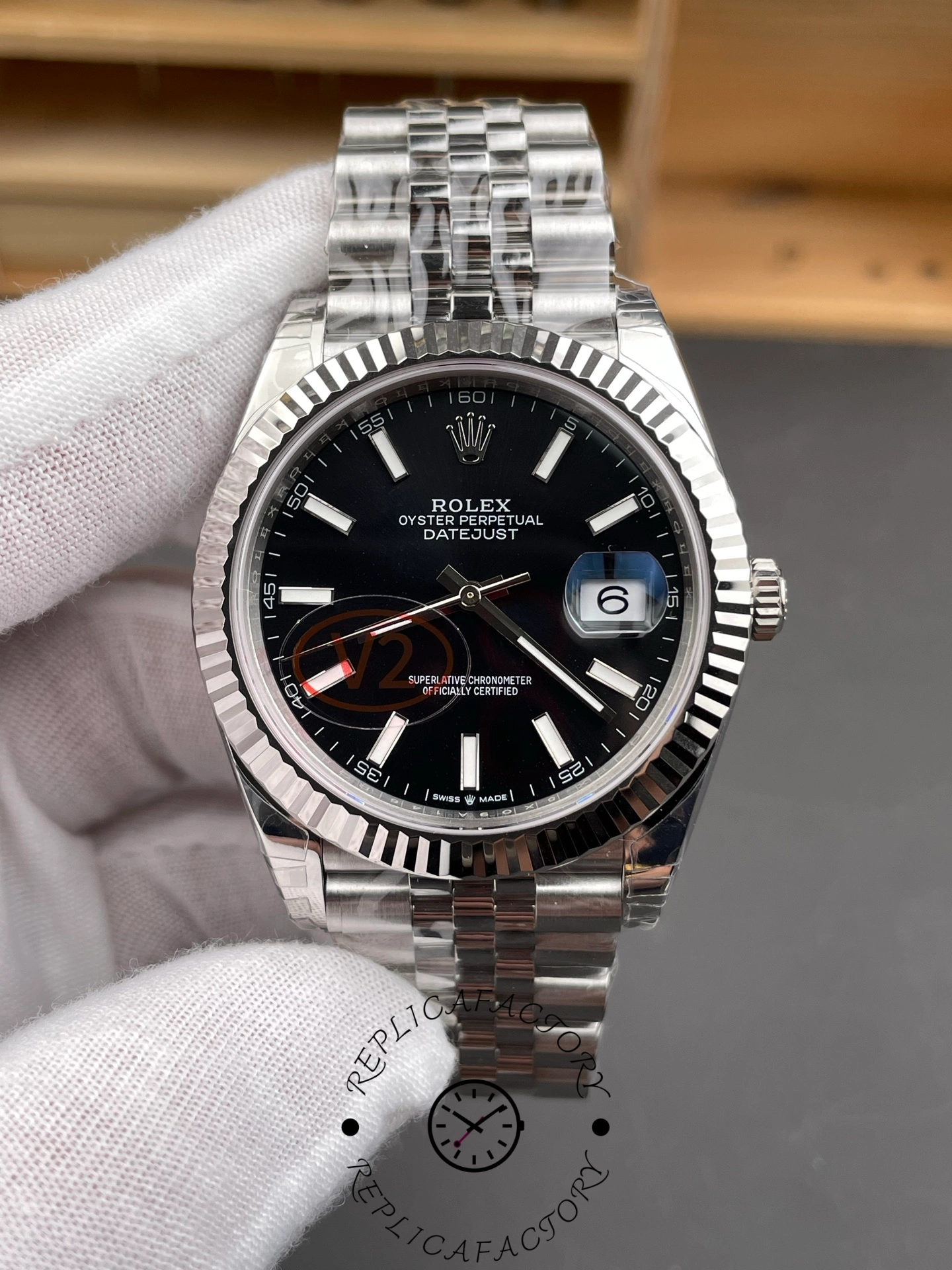 Rolex Datejust 41mm Stainless Steel 126334 0018 Black Index Jubilee