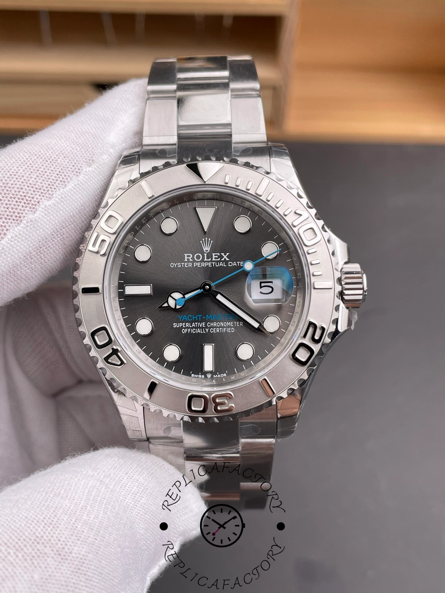 Rolex Yacht-Master 126622-0001 Platinum Bezel Dark Rhodium Grey Dial 40MM Mens Replica Watch