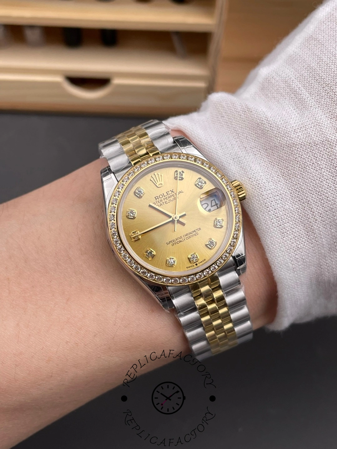 Rolex Datejust 31mm Stainless Steel and Yellow Gold 278383RBR 0026 Champagne Diamond Jubilee