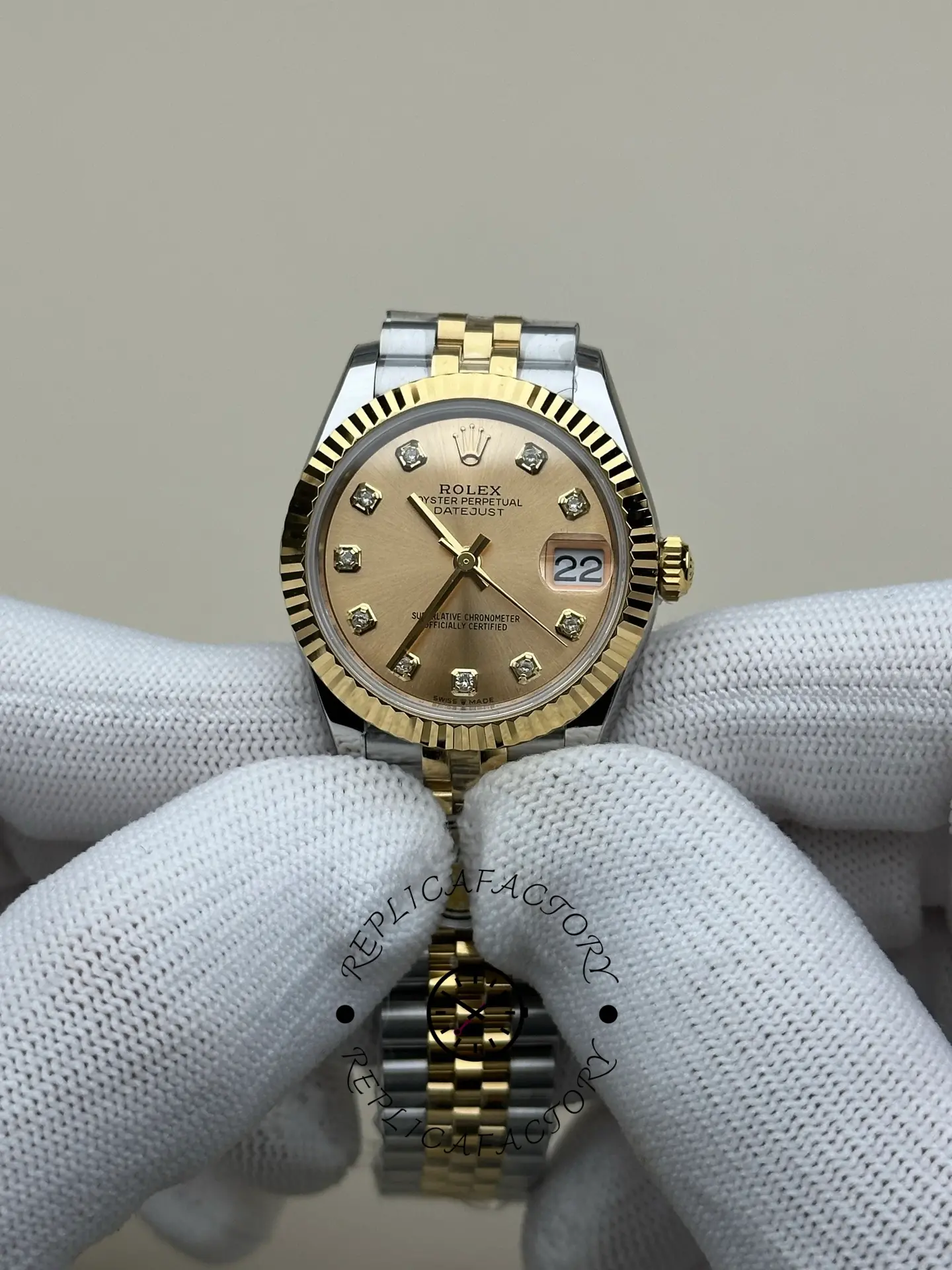 Rolex Datejust 31mm Stainless Steel and Yellow Gold 278273 0026 Champagne Diamond Jubilee