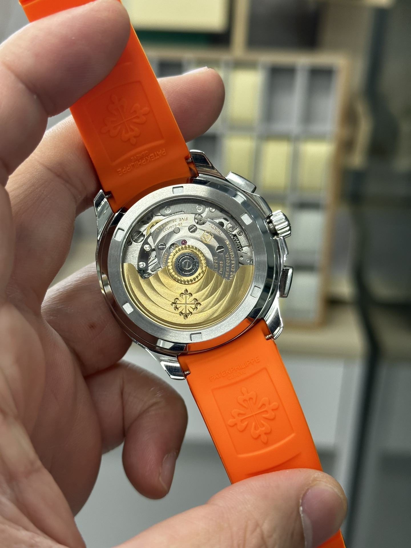 Replica Patek Philippe Aquanaut 5968A 001 Chronograph Orange Rubber 42mm - WatchesReplica.is
