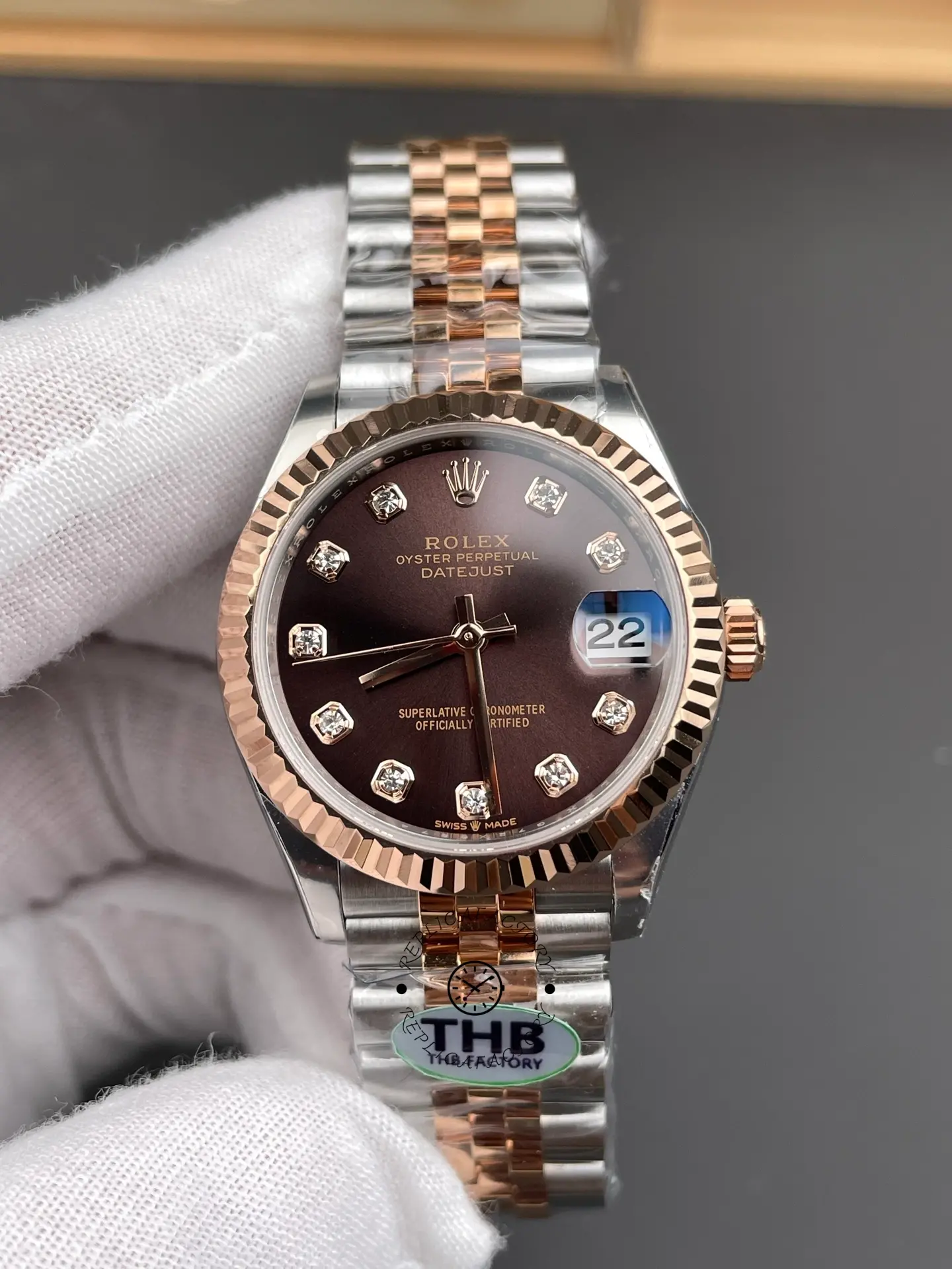 Rolex Datejust 28 Brown Dial Two Tone Strap 279171-0011 Replica