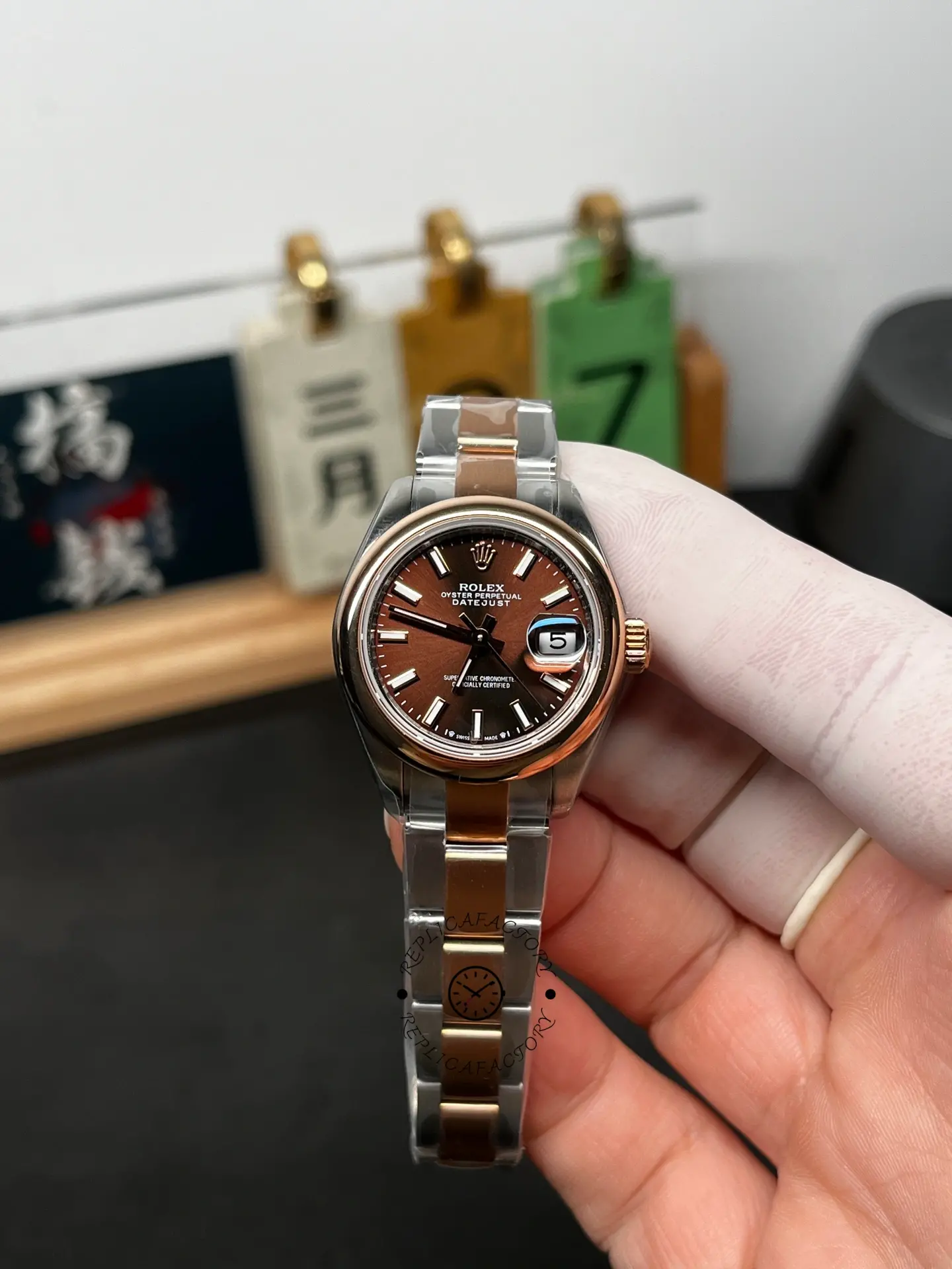Rolex Lady-Datejust 28mm Two-Tone 1:1 Clone Brown Dial 279161-0018