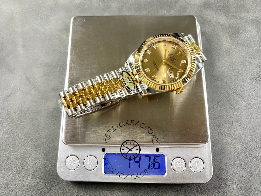 2022 Rolex Datejust Champagne Diamond Dial Two Tone M126333-0012 41mm Mens Replica Watch