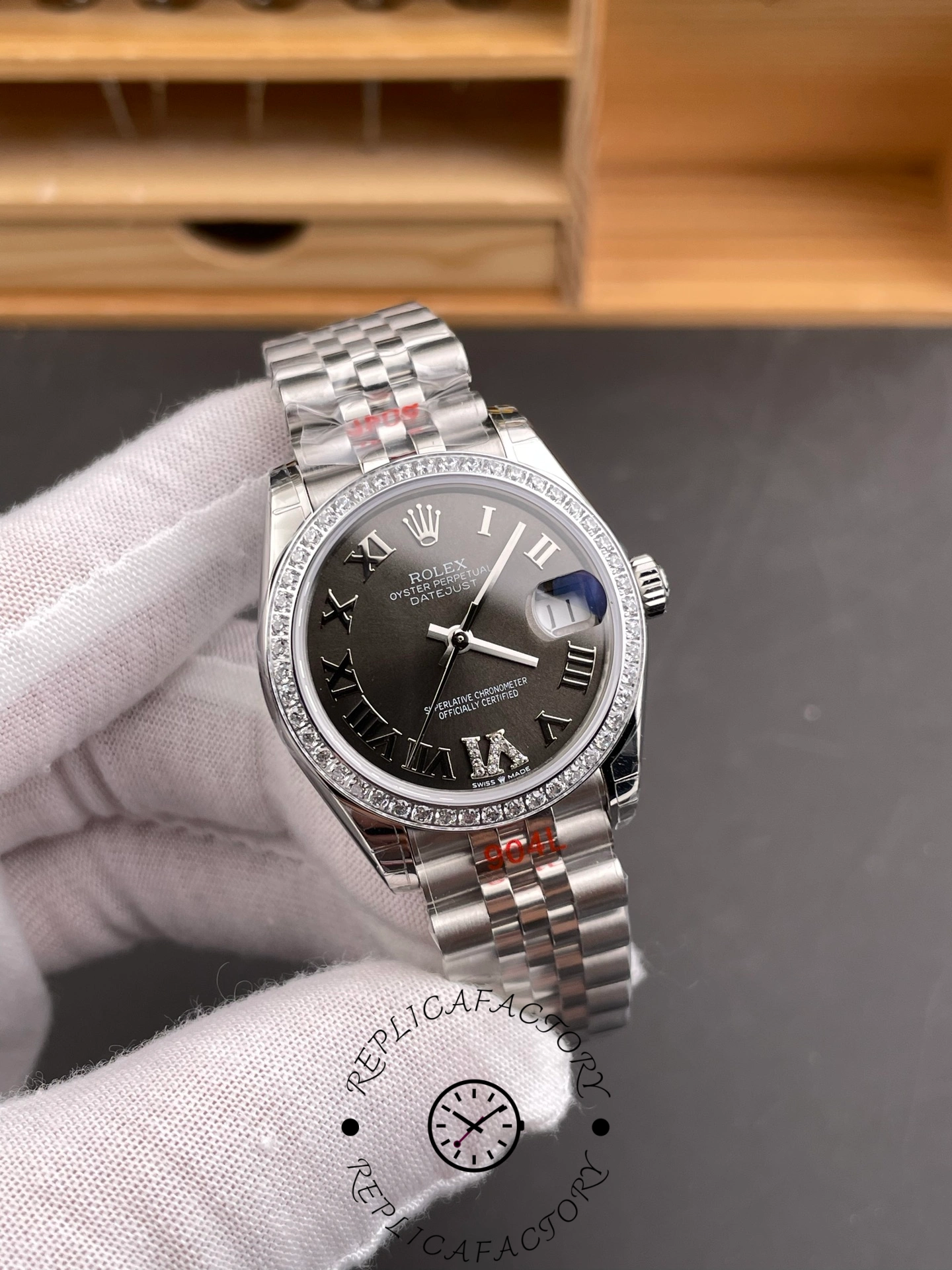 Rolex Lady Datejust 31mm Roman Black Dial 278384RBR 0002