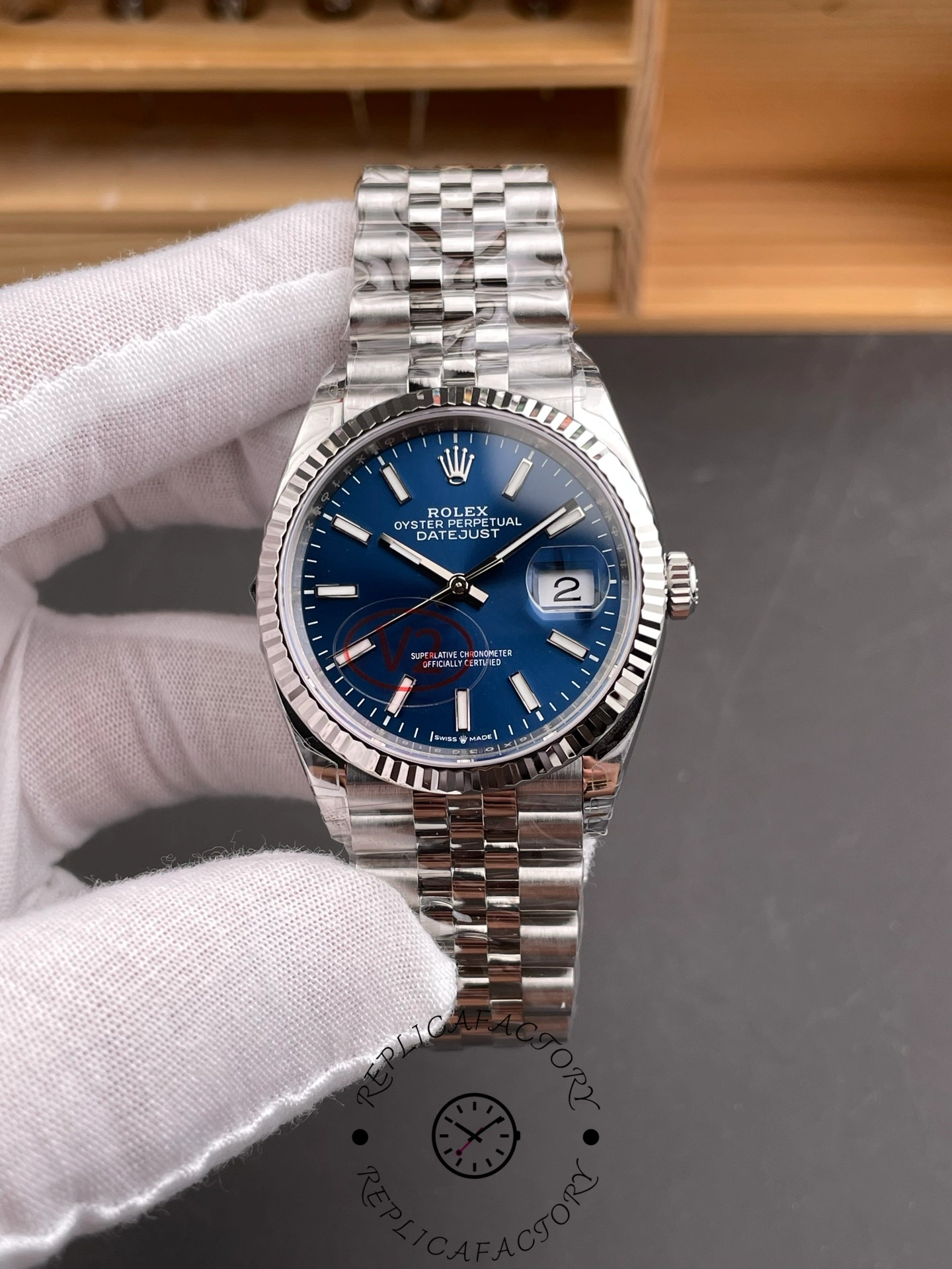 Rolex Datejust 126234 Blue Index Dial Fluted Bezel 36MM Unisex Replica Watch