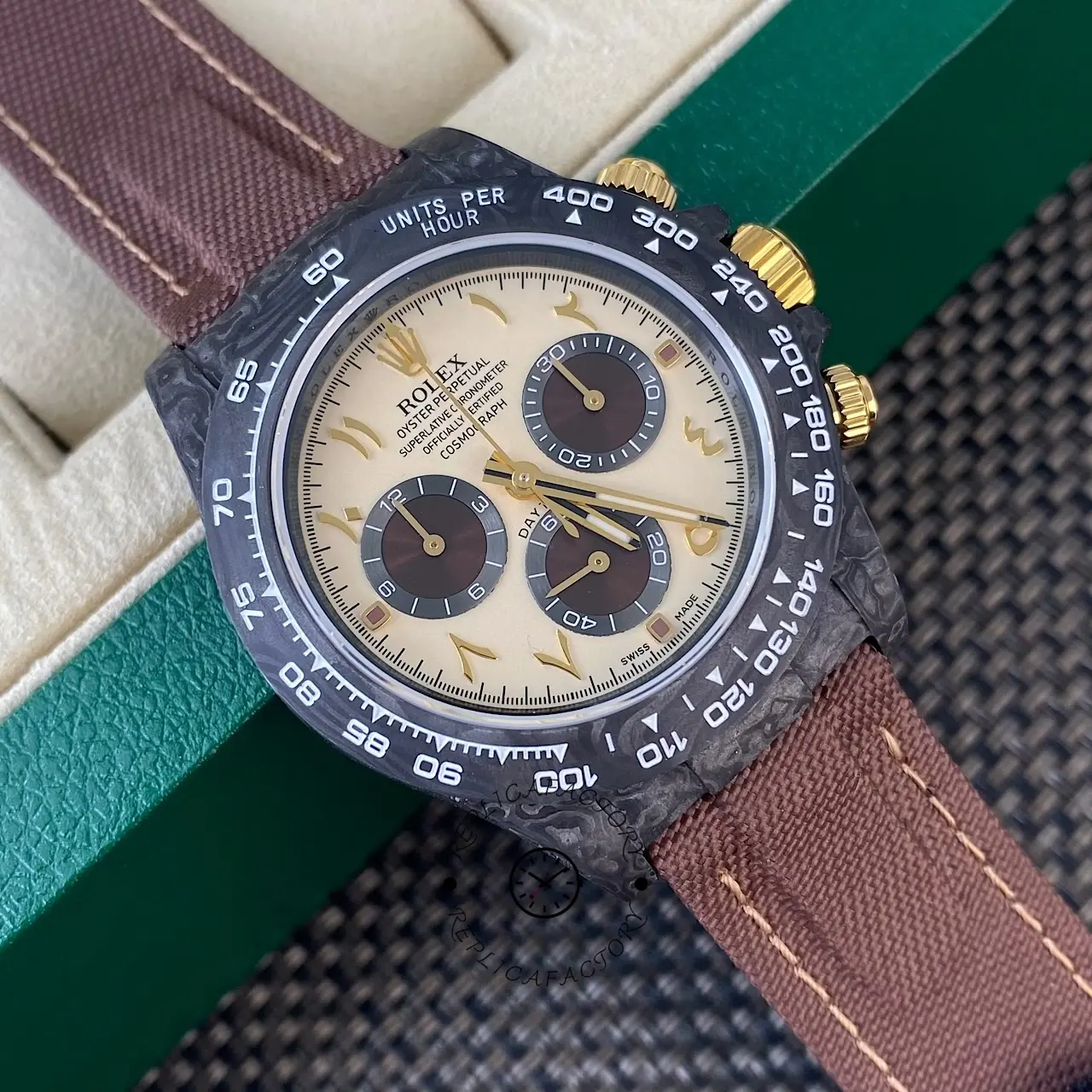 Rolex Daytona DIW Desert Eagle Arabic Carbon Fiber Customised Cream Dial 40 mm