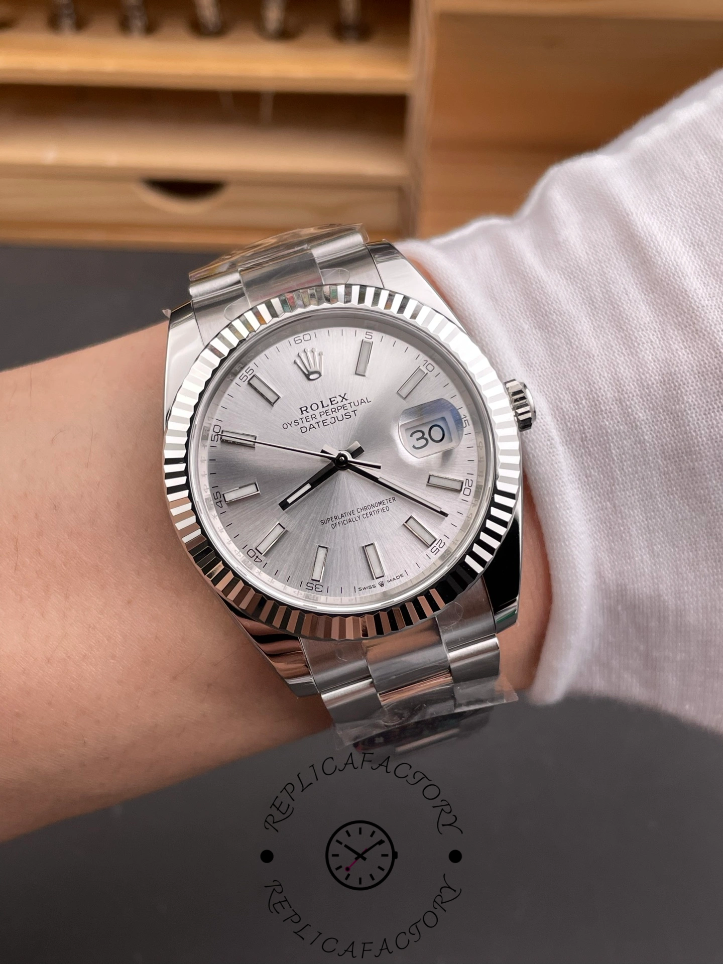 Rolex Datejust 126334 0003 Fluted Bezel Silver Dial 41MM Mens Replica Watch
