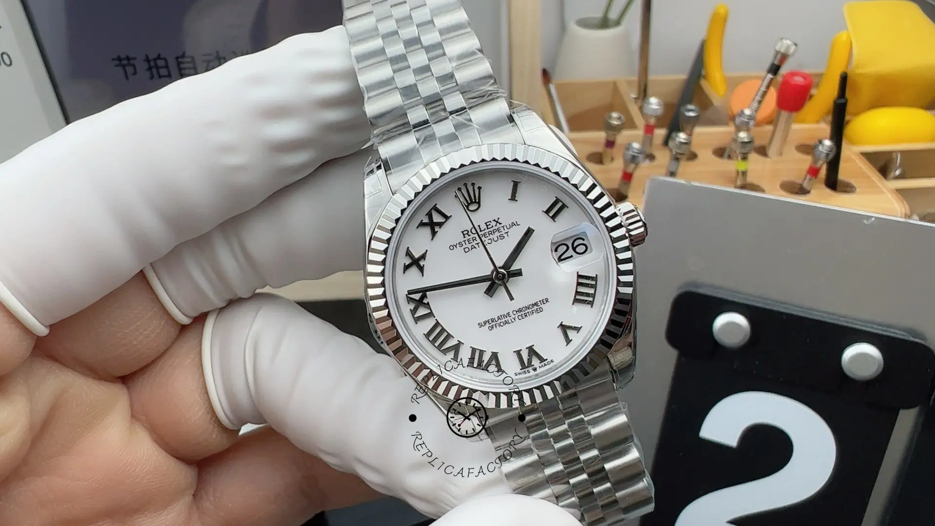 Rolex Datejust 31 White Roman Dial Fluted Bezel Jubilee 278274 0010 Ladies Watch
