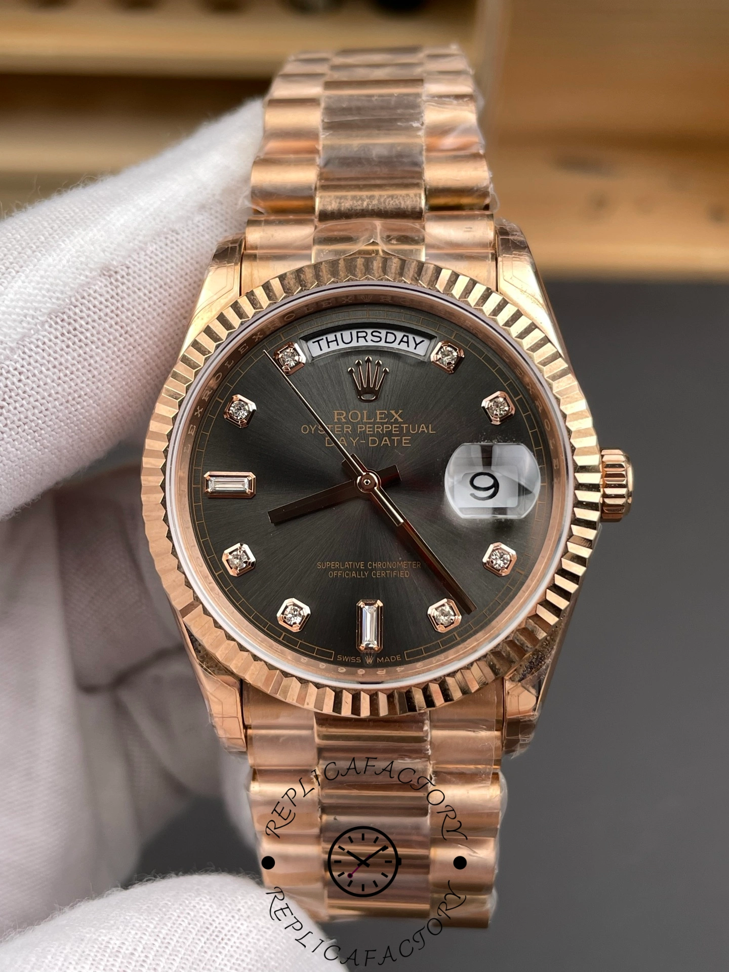 Rolex Day-Date 36 President Slate Diamond Dial m128235-0050