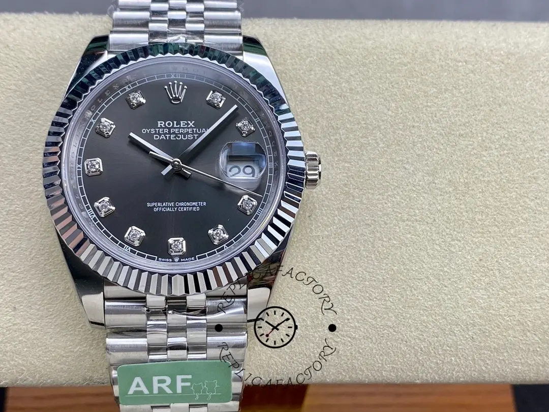Rolex Datejust 41 Rhodium Diamond Dial Fluted Bezel m126334 0006 Men's Watch