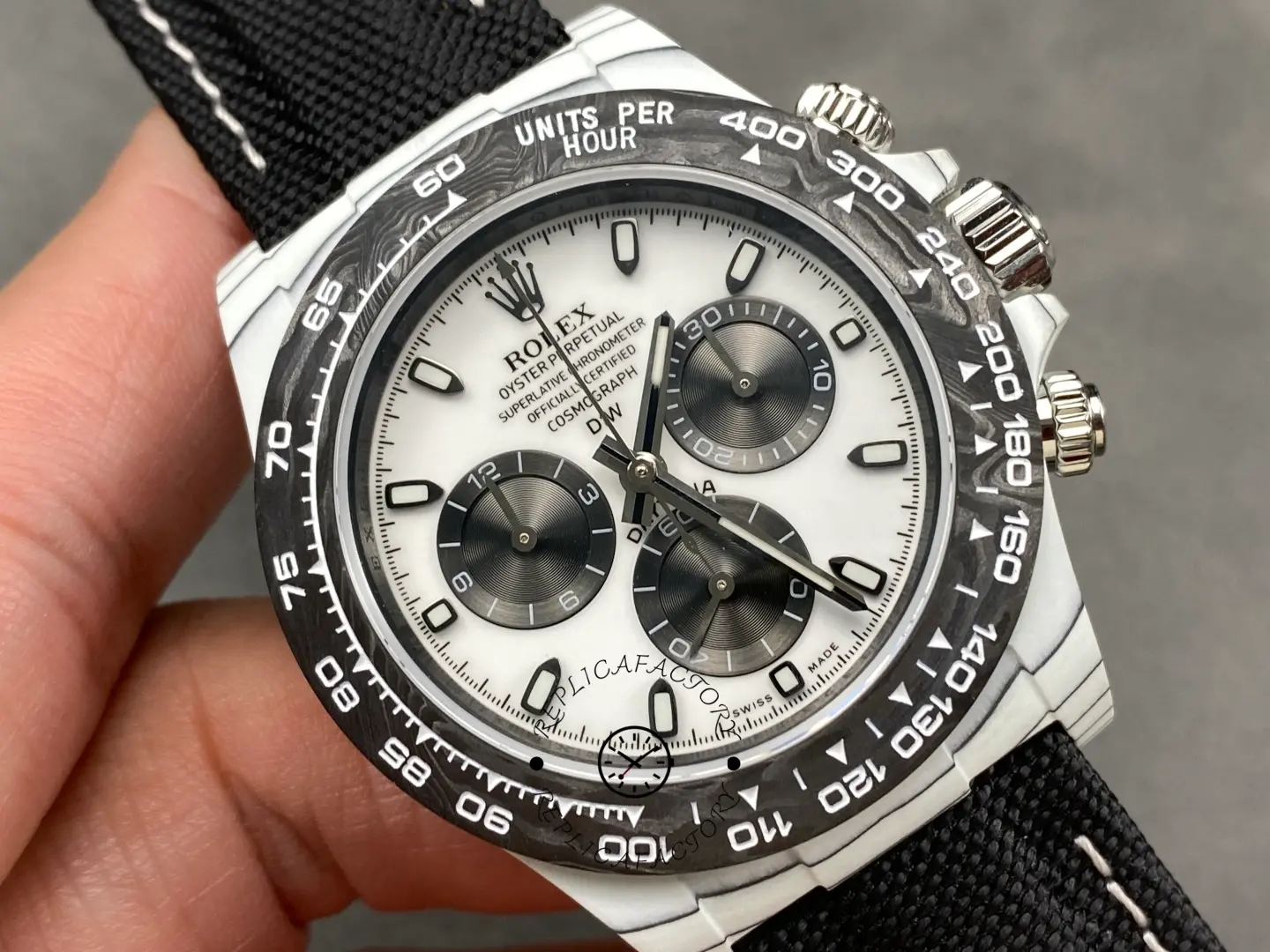 Replica Rolex Daytona IRBIS DiW White & Black Dial Black Nylon Strap 41mm