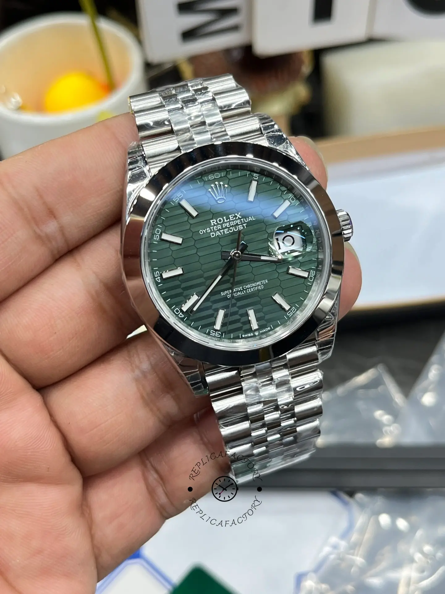 Rolex Datejust 41 Mint Green Dial with Smooth Bezel 126300 Men's Watch