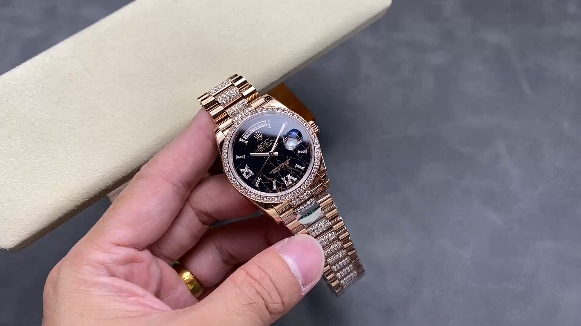 Rolex Day-Date 128345RBR-0045 Eisenkiesel Dial Diamond President 1:1 Clone