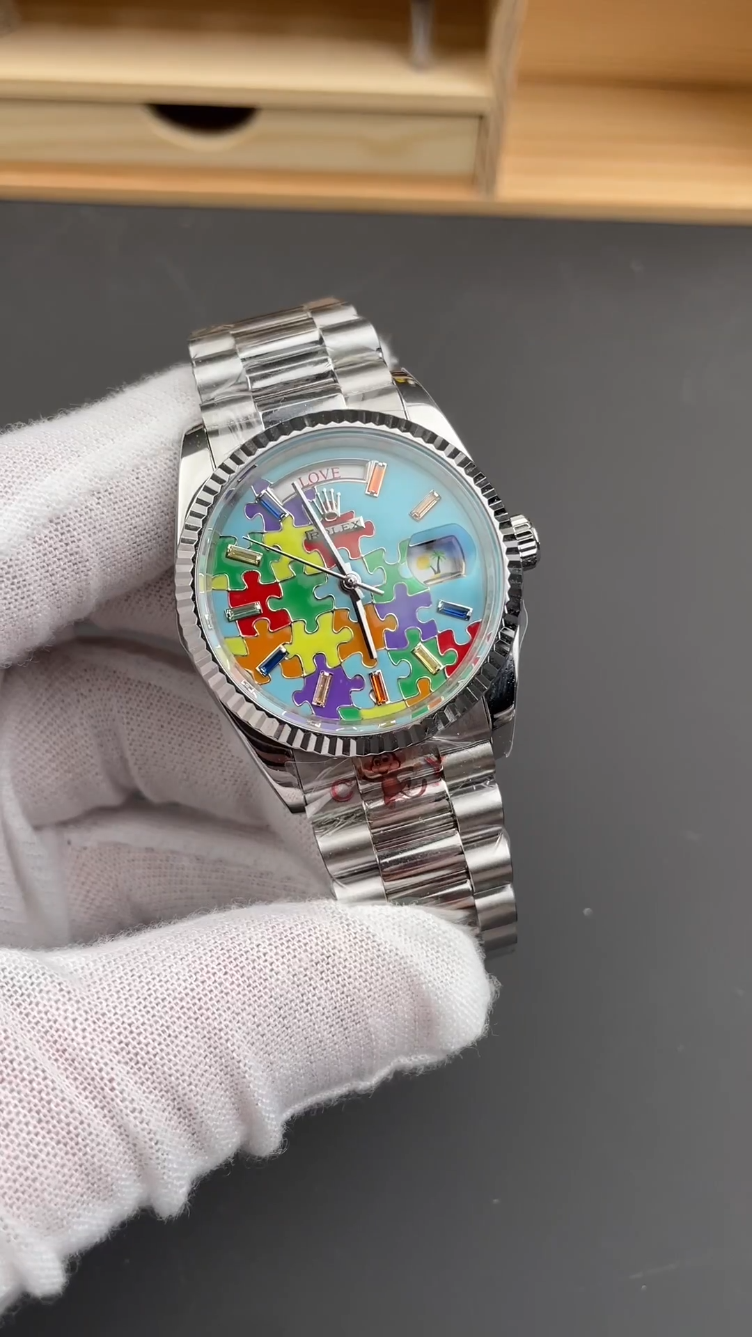 Rolex Day-Date 36 President Jigsaw Emoji Puzzle Dial 128239 0056