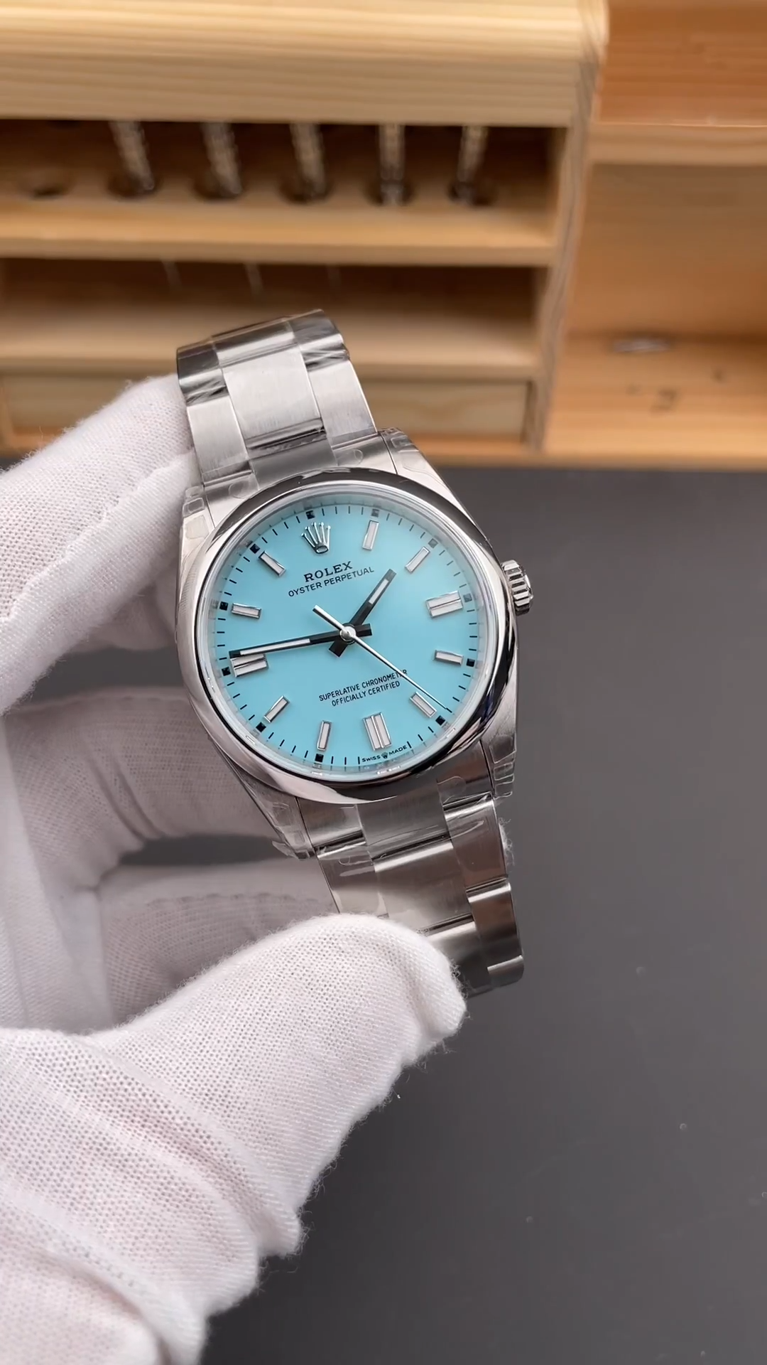 2024 Rolex Oyster Perpetual 126000 Stainless Steel Baby Blue Dial Replica Watch