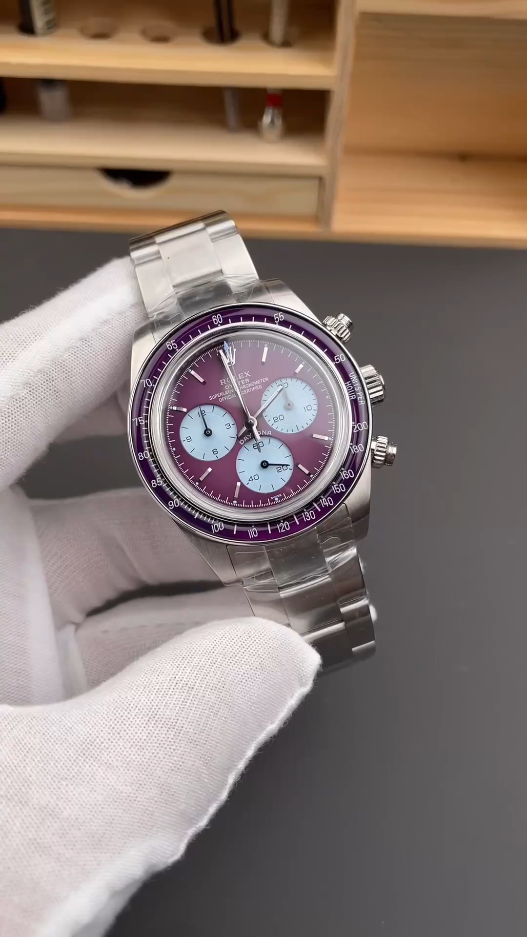 Rolex Daytona Artisans de Genève Customized 40mm Burgundy Purple dial Mens Watch
