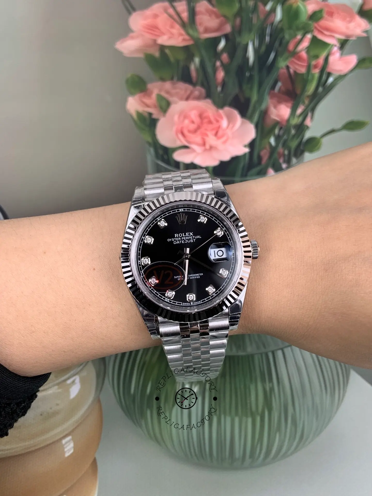 Rolex Datejust 41mm Black Diamond Dial White Rolesor Case m126334 0012 Men's Watch