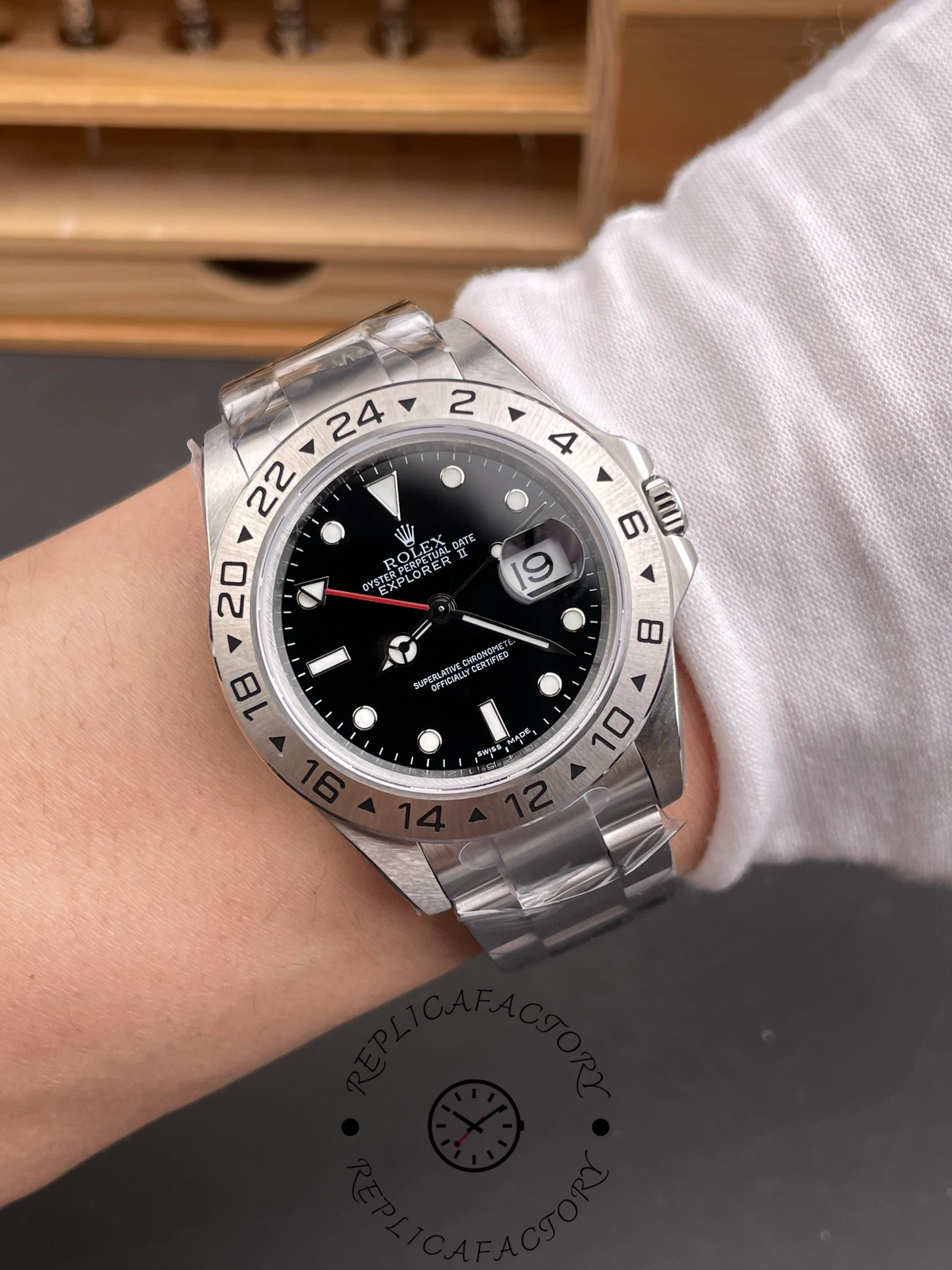 Rolex Explorer II 16570 Stainless Steel Black Dial 40MM Mens Replica Watch