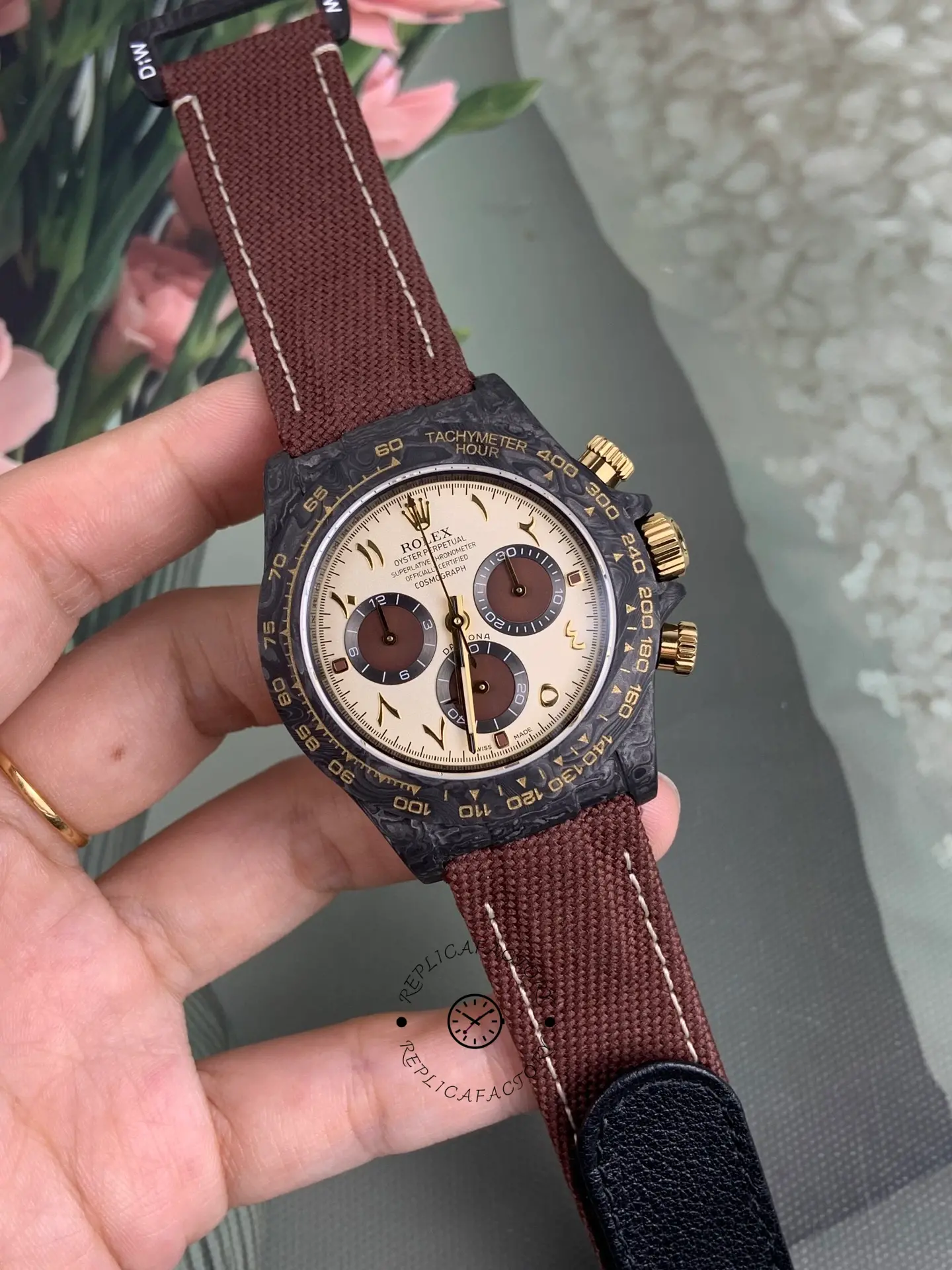 Rolex Daytona DIW Desert Eagle Arabic Carbon Fiber Customised Cream Dial 40 mm