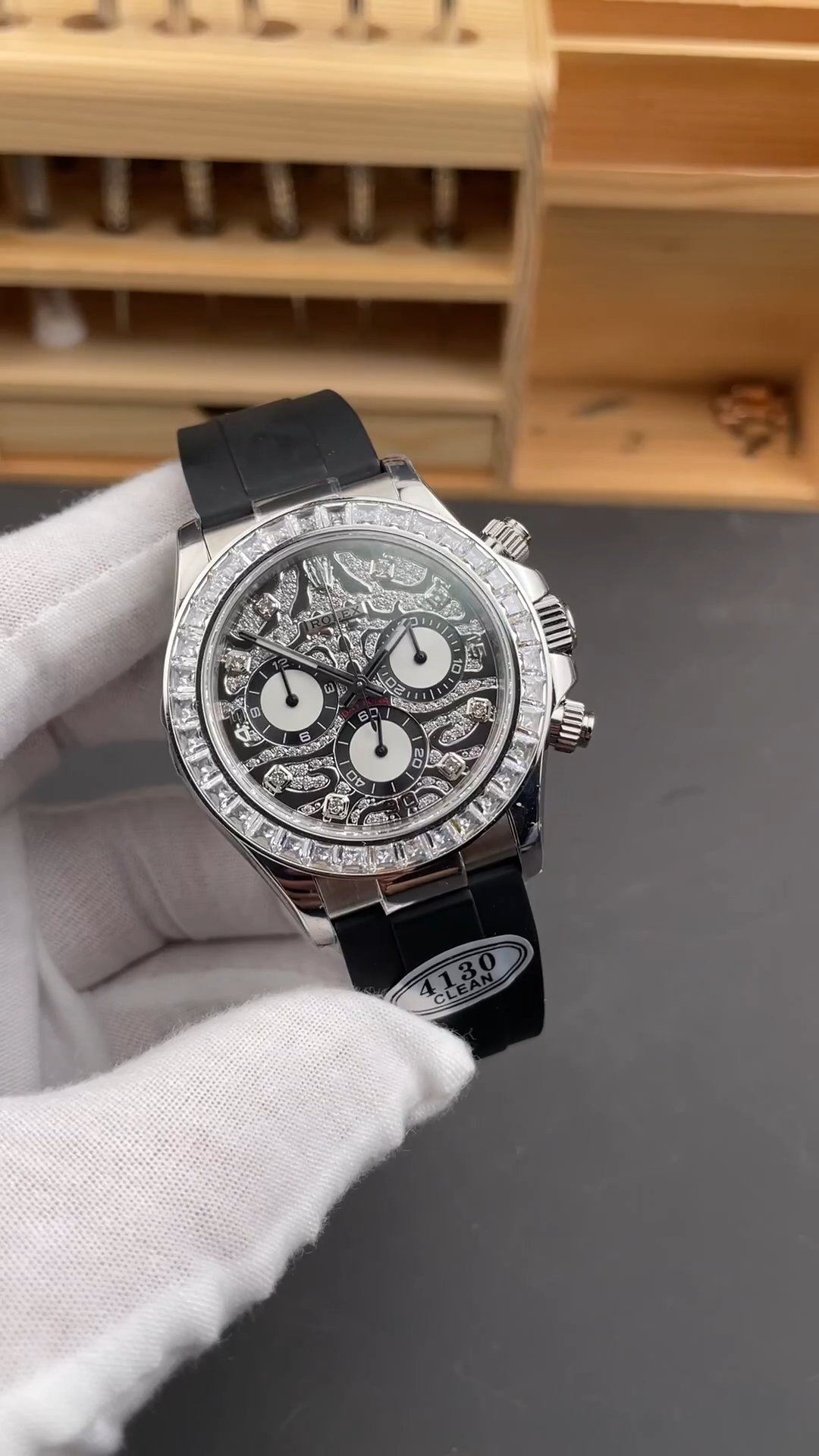 Rolex Daytona 40mm Eye of the Tiger White Gold Diamond Dial Oysterflex 116589TBR