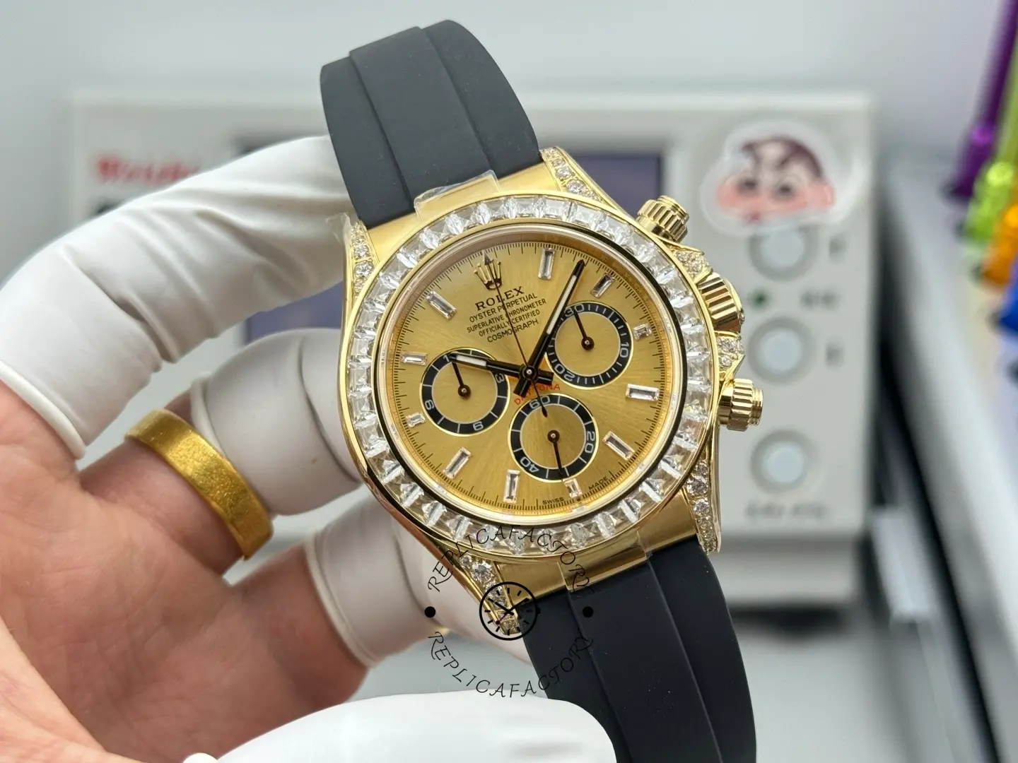 Clone Rolex Daytona 126538TBR-0004 Gold Dial & Oysterflex Strap