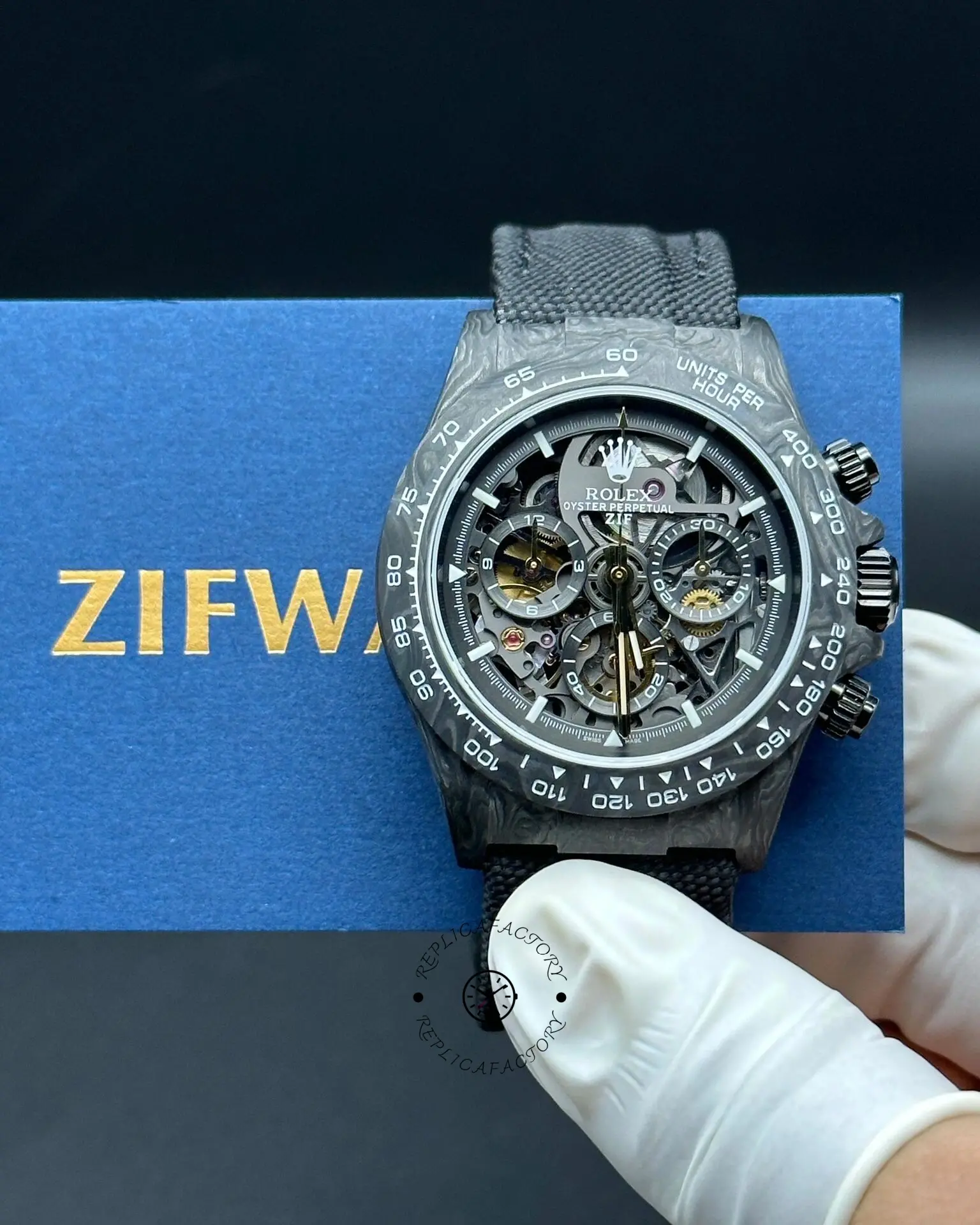 Rolex Daytona DIW Carbon Fiber Skeleton Black Replica Watch