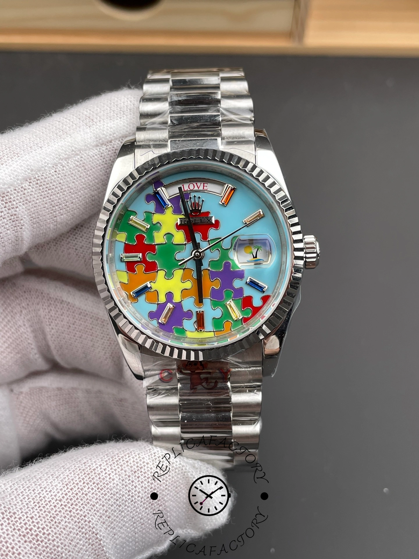 Rolex Day-Date 36 President Jigsaw Emoji Puzzle Dial 128239 0056