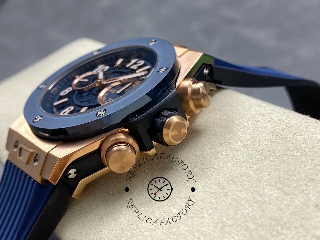 Replica Hublot Big Bang Unico King Gold Blue Ceramic 421.OL.5180.RX