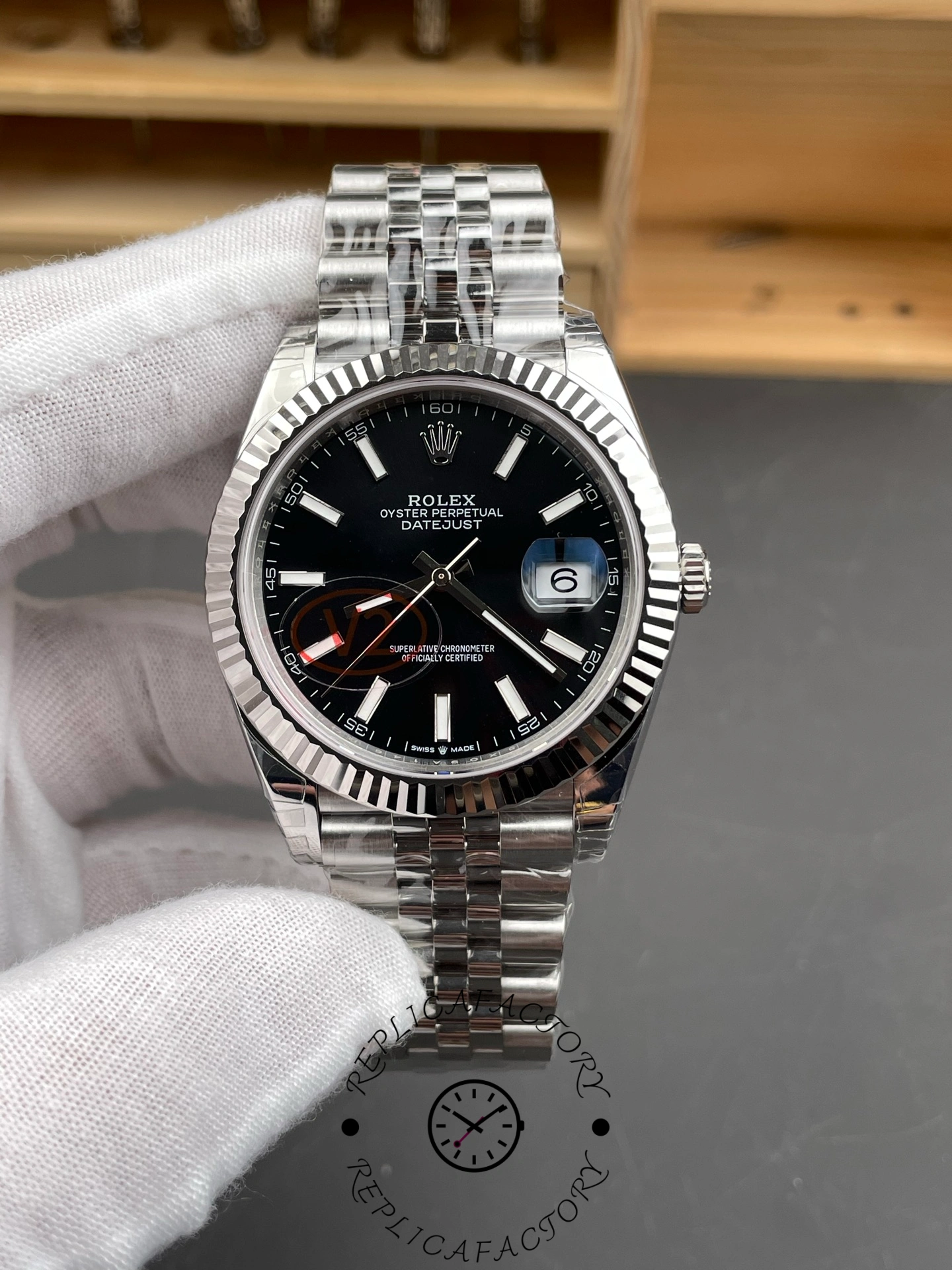 Rolex Datejust 41mm Stainless Steel 126334 0018 Black Index Jubilee