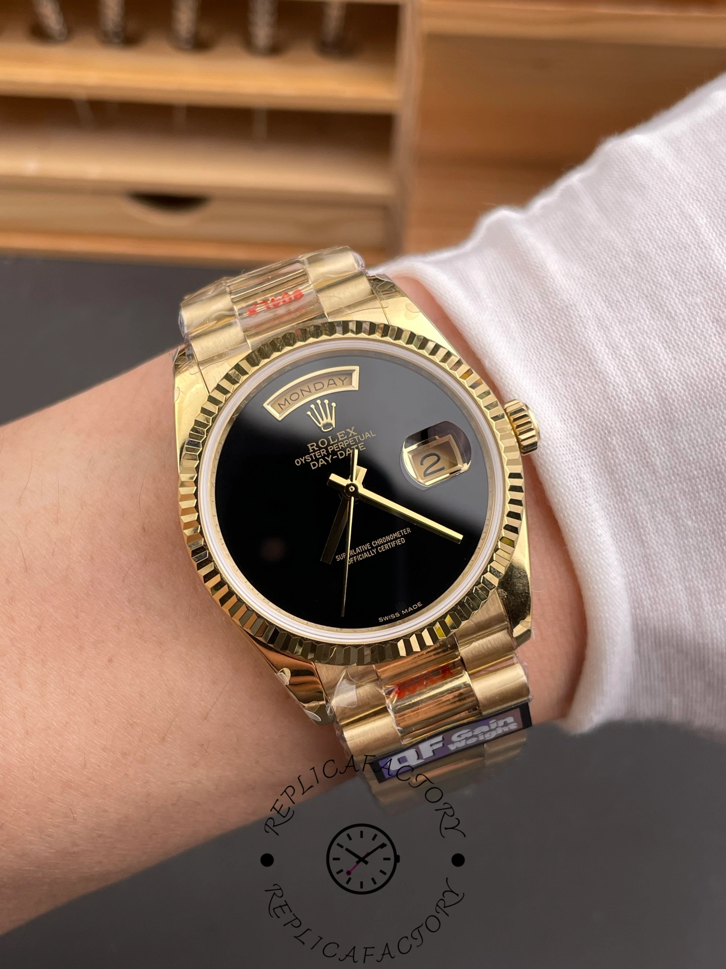 Rolex Day-Date 18038 36mm President Men's Onyx Dial Watch 1:1 Clone