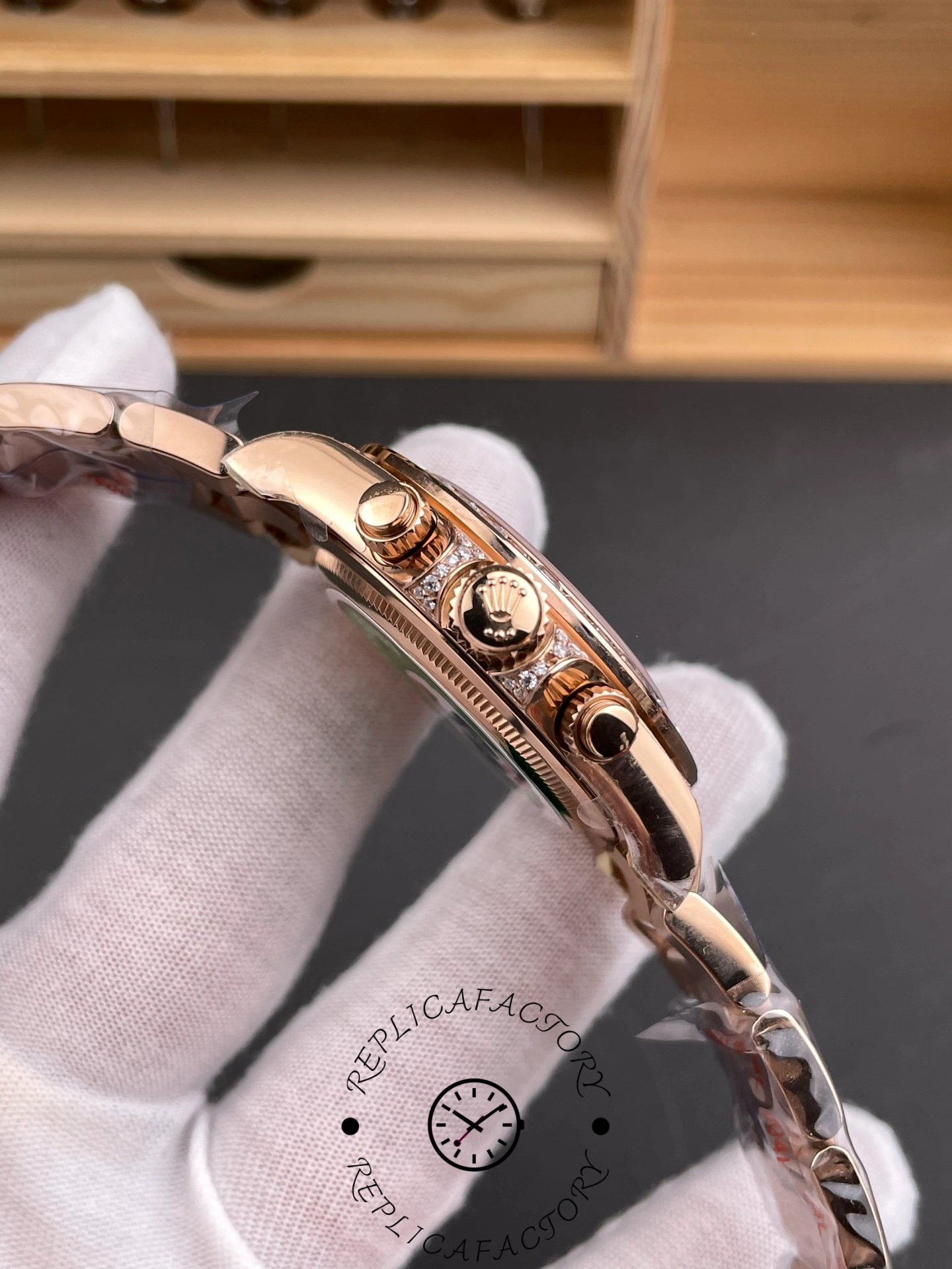 Replica Rolex Daytona 126595TBR 0001 Pink Dial & Diamond Bezel Watch