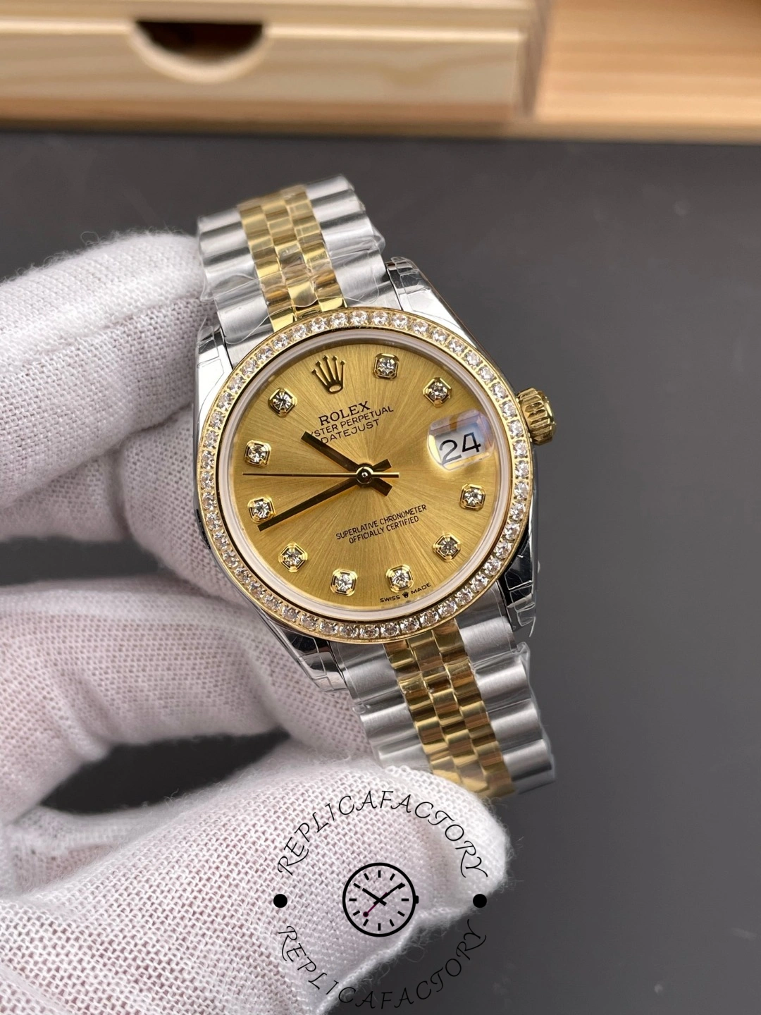 Rolex Datejust 31mm Stainless Steel and Yellow Gold 278383RBR 0026 Champagne Diamond Jubilee