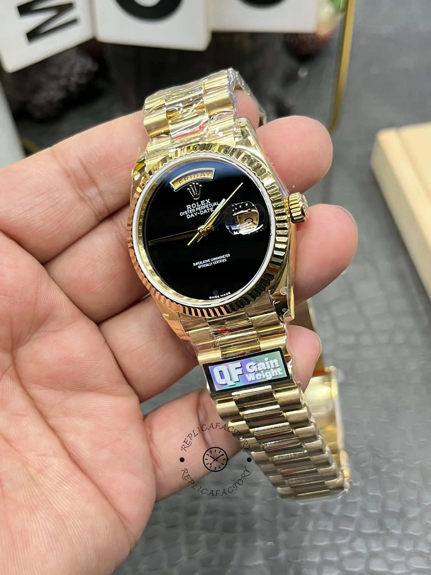 Rolex Day-Date 18038 36mm President Men's Onyx Dial Watch 1:1 Clone