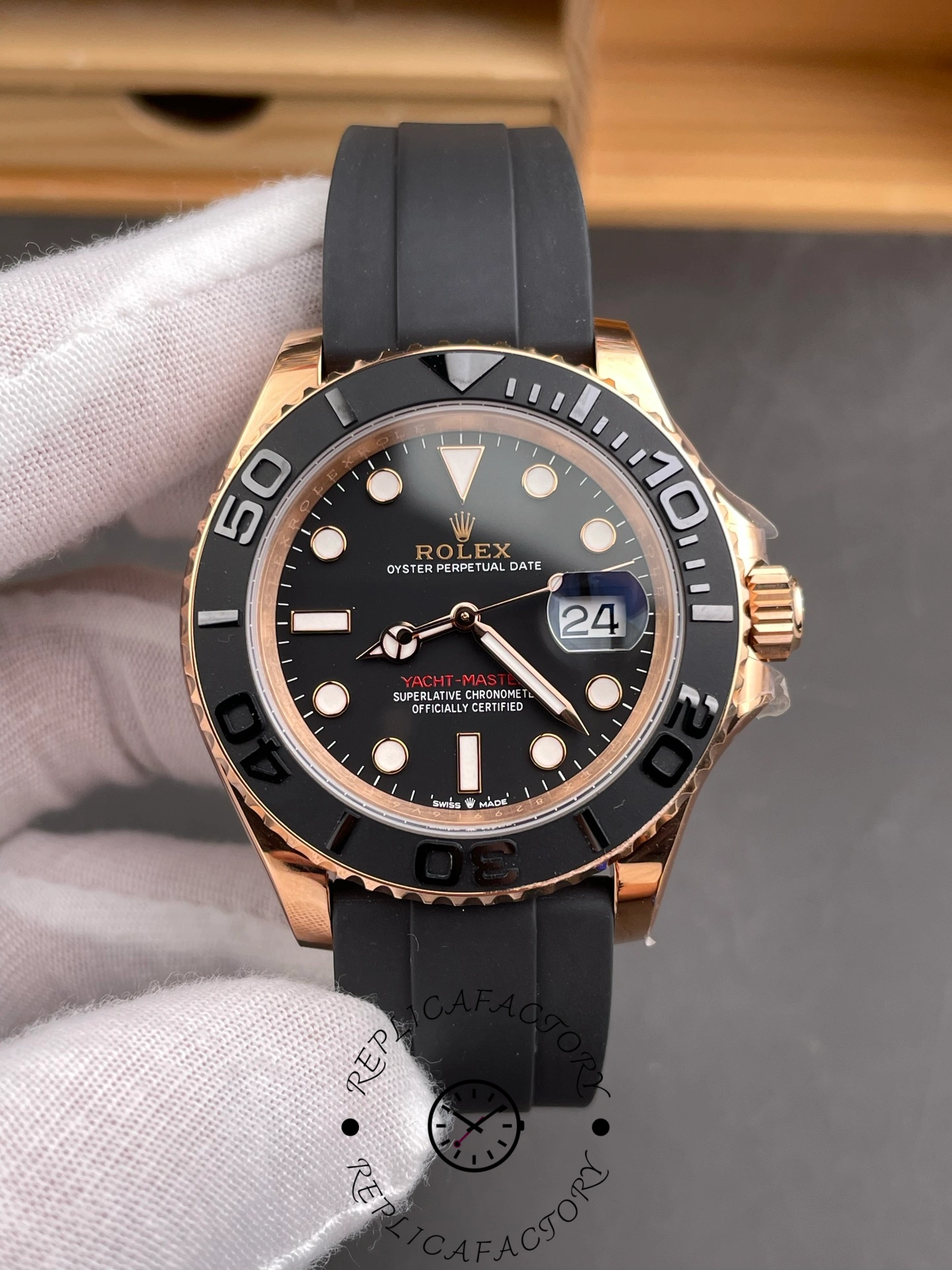 Rolex Yacht-Master 126655 40mm Automatic Black Dial 18kt Everose Gold Watch