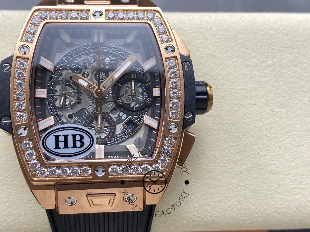 Caseback view of Hublot 642.OX.0180.RX.1104 with exhibition window revealing the rotor and movement details.