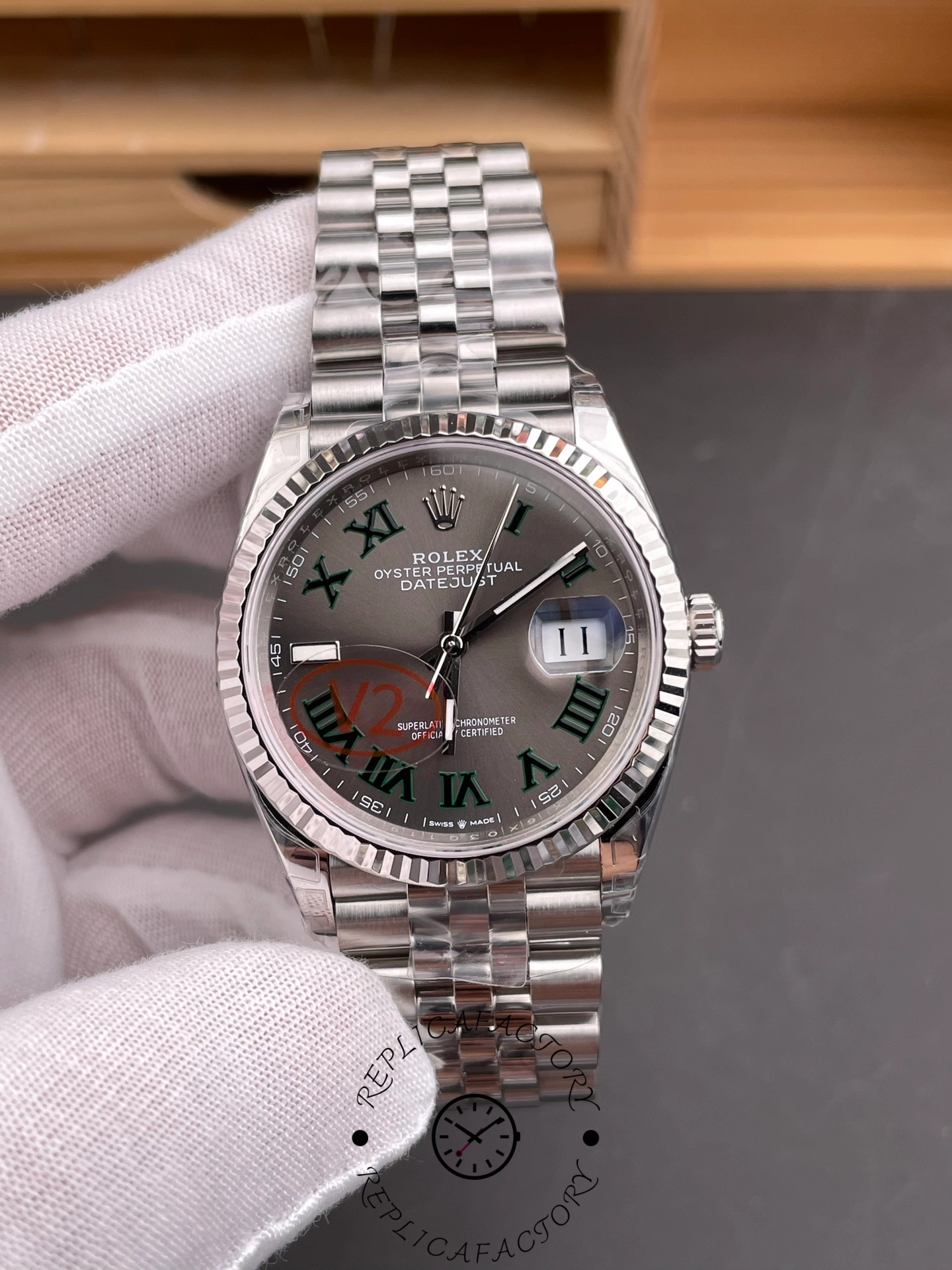 Rolex Datejust 126234 Slate Grey Wimbledon Dial 36MM Unisex Replica Watch
