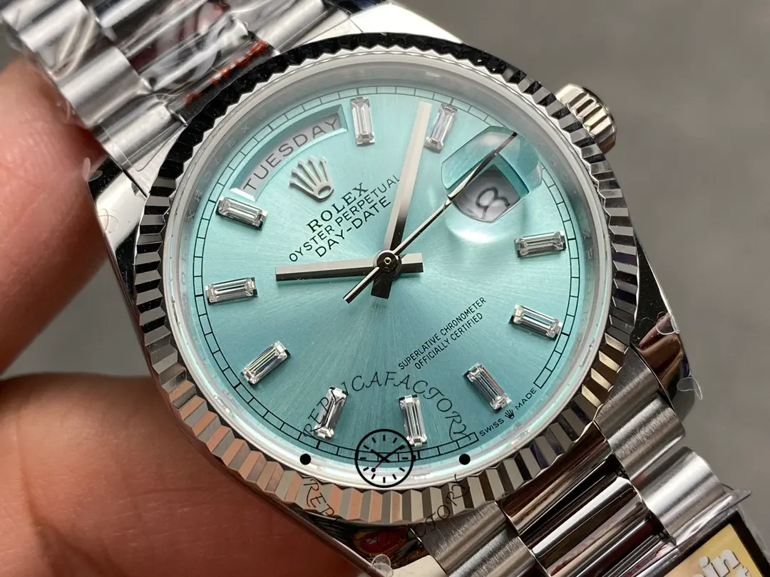 Rolex Day Date 36 Fluted Bezel Platinum Bracelet 128236 0009