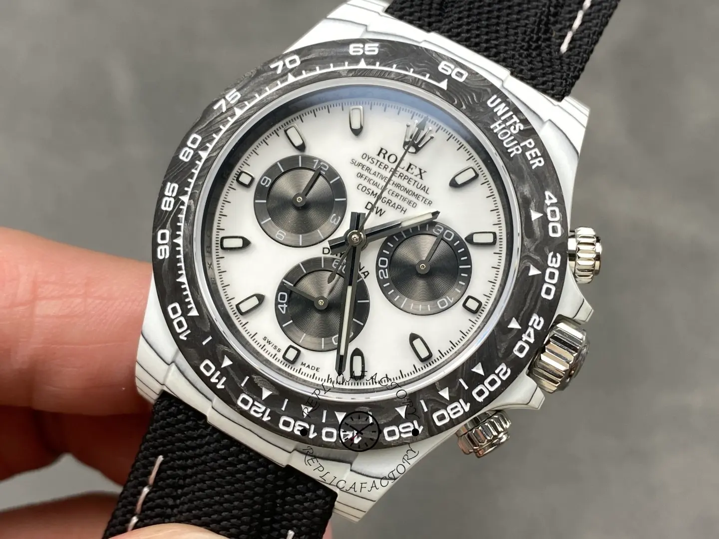 Replica Rolex Daytona IRBIS DiW White & Black Dial Black Nylon Strap 41mm