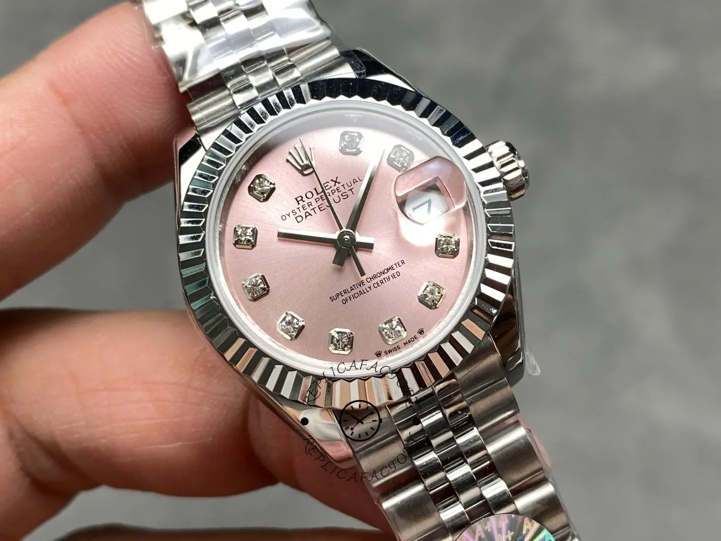 Rolex Datejust 279174 Stainless Steel Pink Diamond Dial 28mm Lady Replica Watch