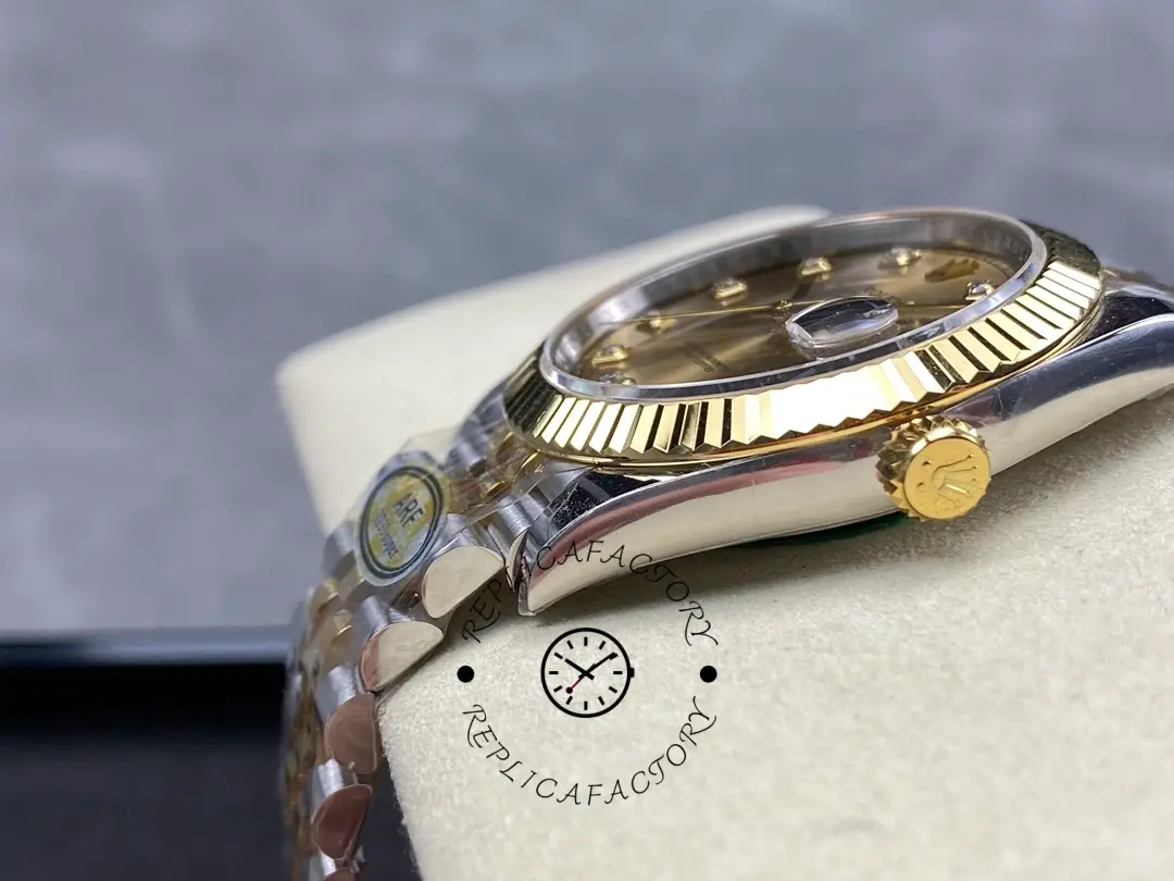 2022 Rolex Datejust Champagne Diamond Dial Two Tone M126333-0012 41mm Mens Replica Watch