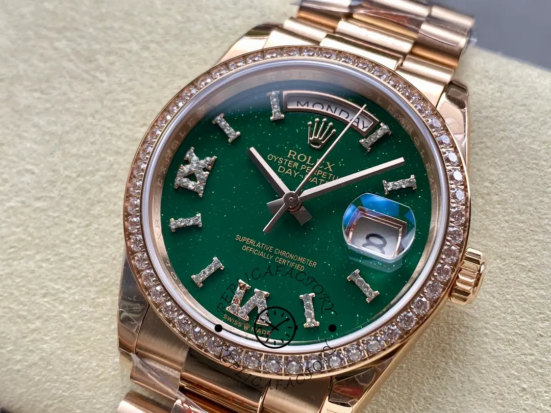 Rolex Day Date Oyster 36 mm Everose Gold Diamonds Bezel M128345RBR 0068