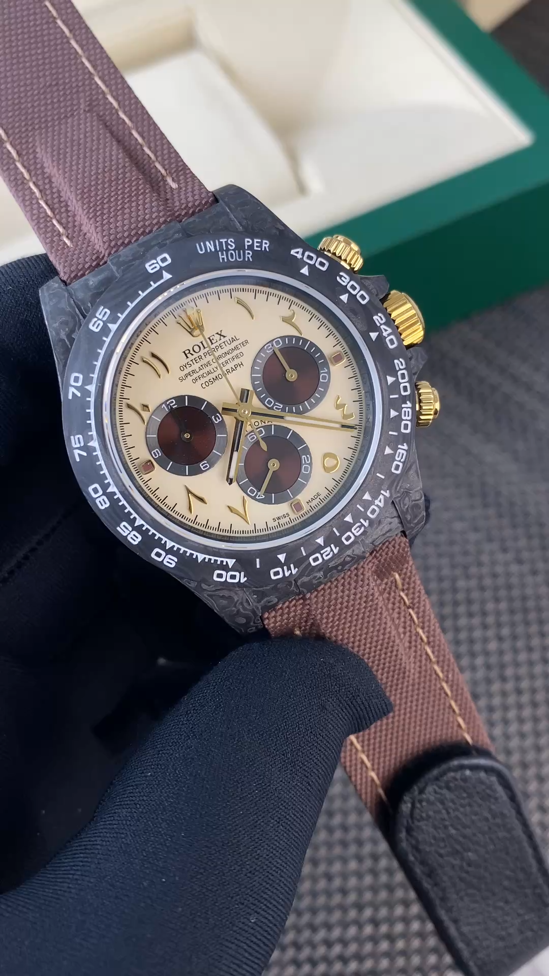 Rolex Daytona DIW Desert Eagle Arabic Carbon Fiber Customised Cream Dial 40 mm