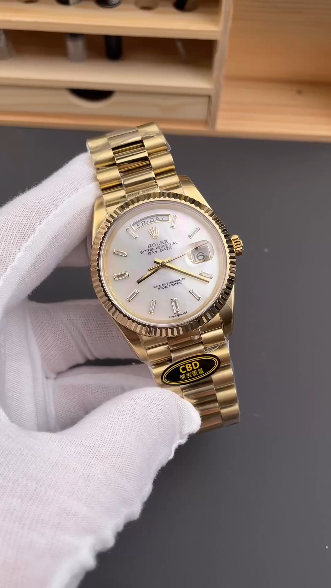 Rolex Day Date Oyster 40 mm Yellow Gold President Mother of Pearl Diamond Dial M228238 0071