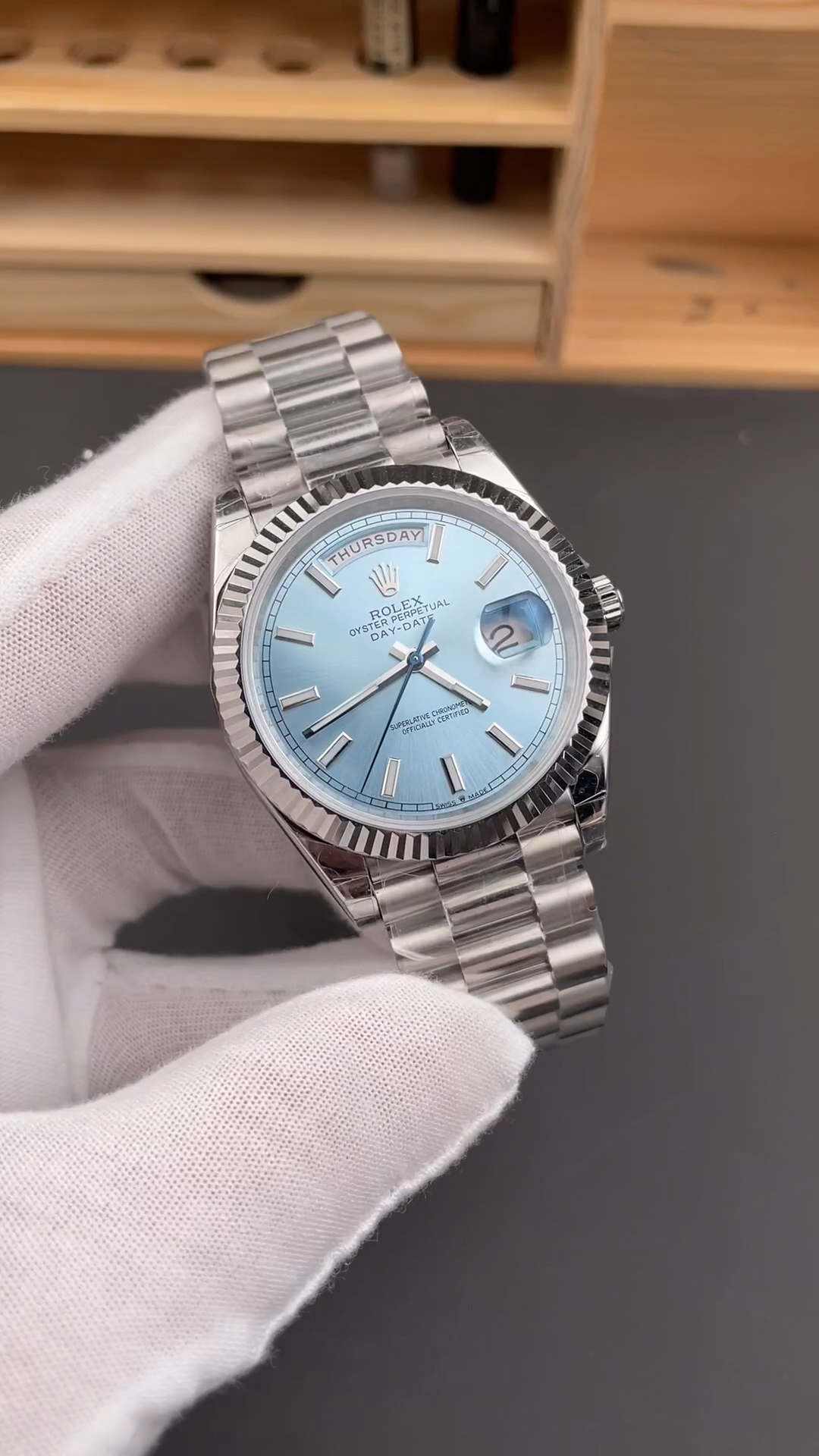 Rolex Day-Date 40 Ice Blue Dial m228236 0018 Men's Watch