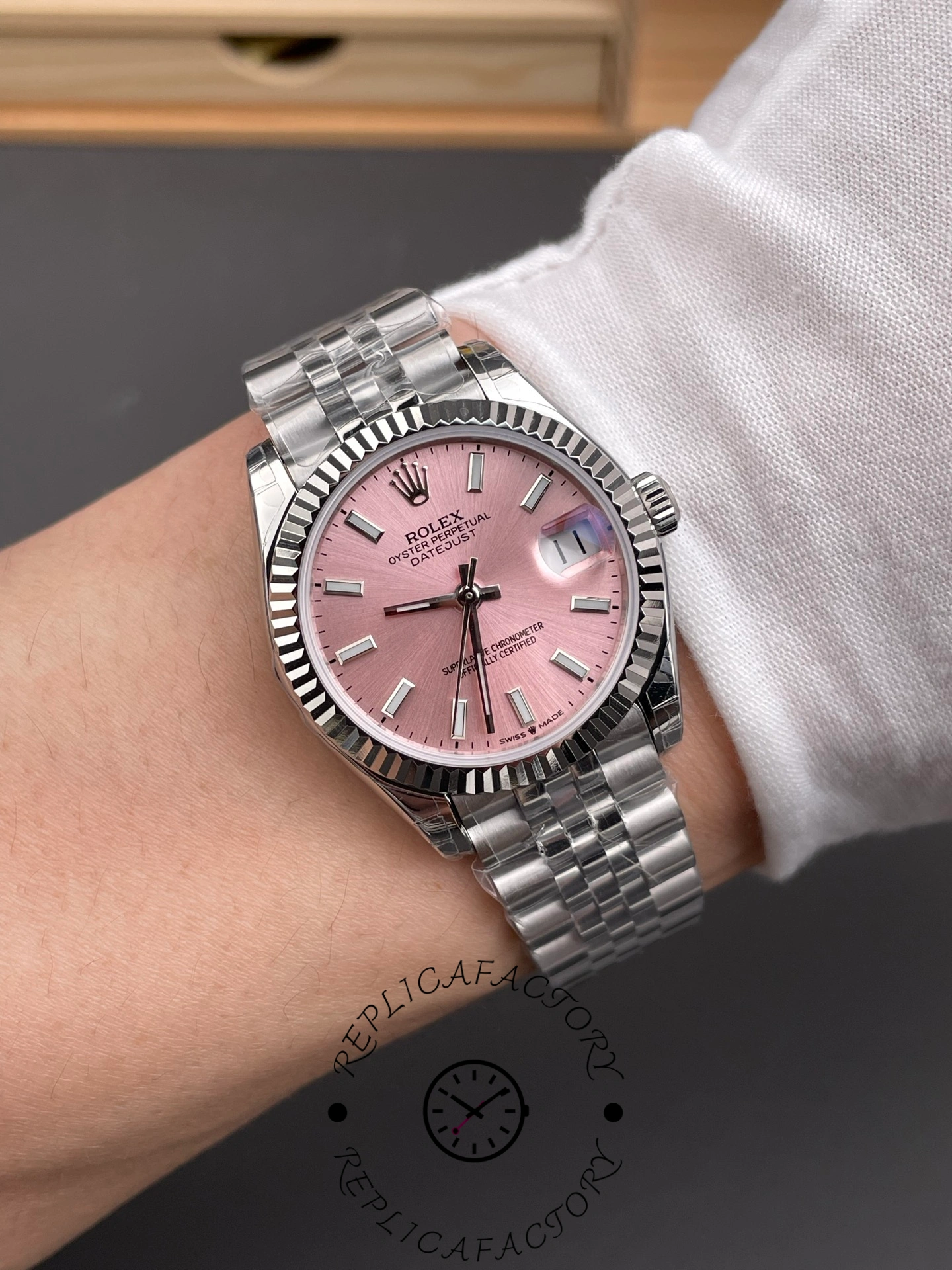 Rolex Datejust 31 Stainless Steel and White Gold Pink Dial M278274 0014 Women's Watch